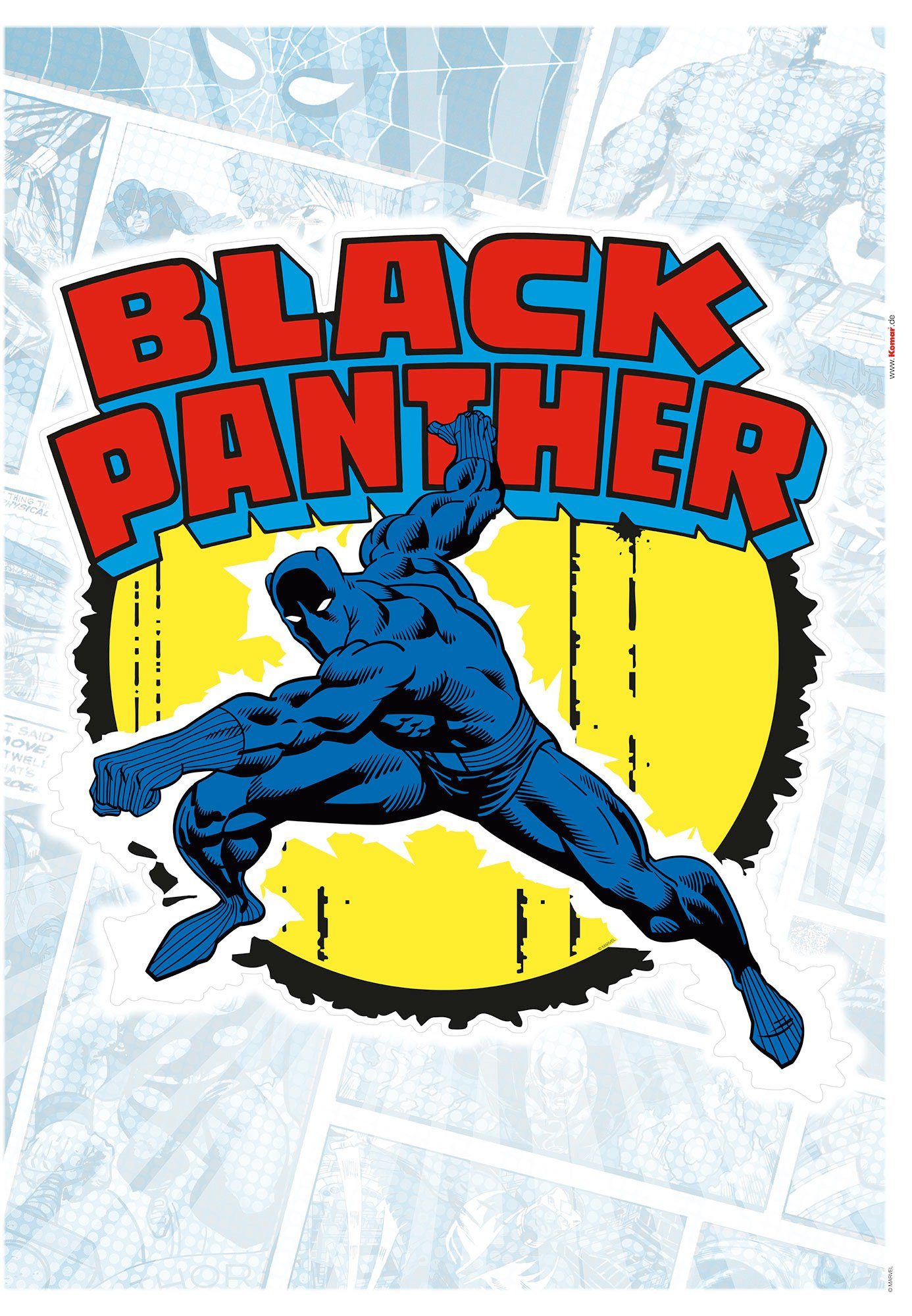 Black (Breite cm x St), Höhe), Comic Panther (1 selbstklebendes Wandtattoo 50x70 Wandtattoo Classic Komar