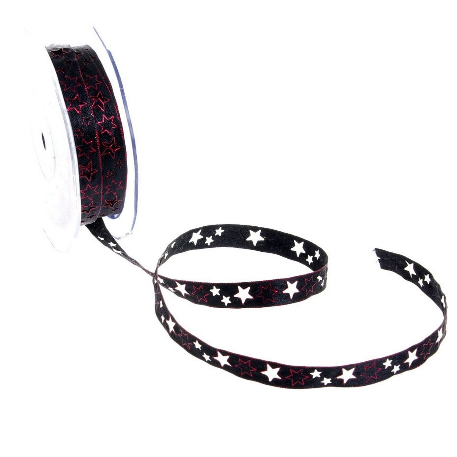 Deko AS Dekoband Dekoband - "Laser Cut Star" - schwarz/rot - 12mm - 20m - 92101 93