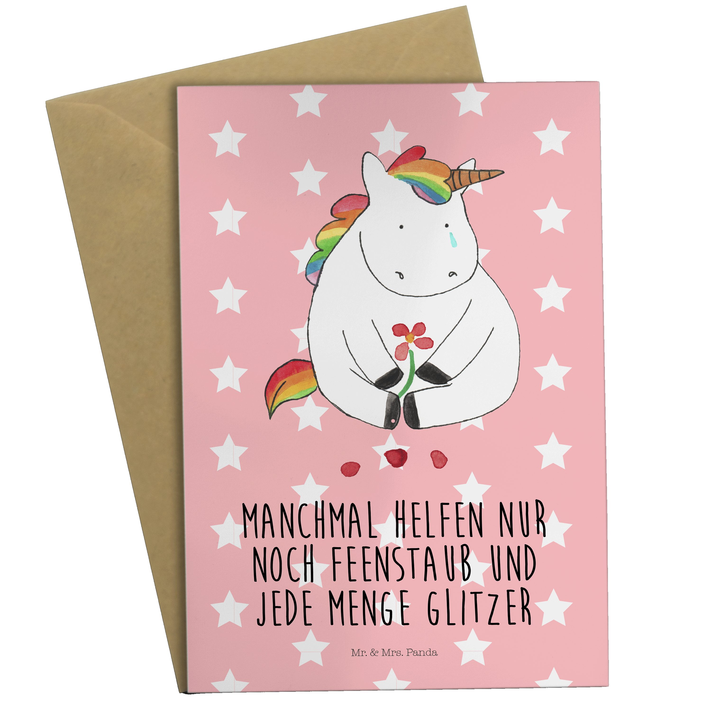 Rot Mrs. Unicorn, - Pastell Mr. Grußkarte Einhorn Einhorn Panda - Traurig Deko, Kart & Geschenk,