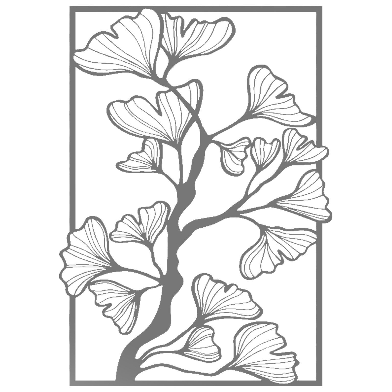 Jumpeak Wanddekoobjekt Ginkgozweig Metall Kunst Wanddekoration, Pflanzendekoration, Ginkgo, Moderner minimalistischer Stil,Wanddekoration,vier Farben