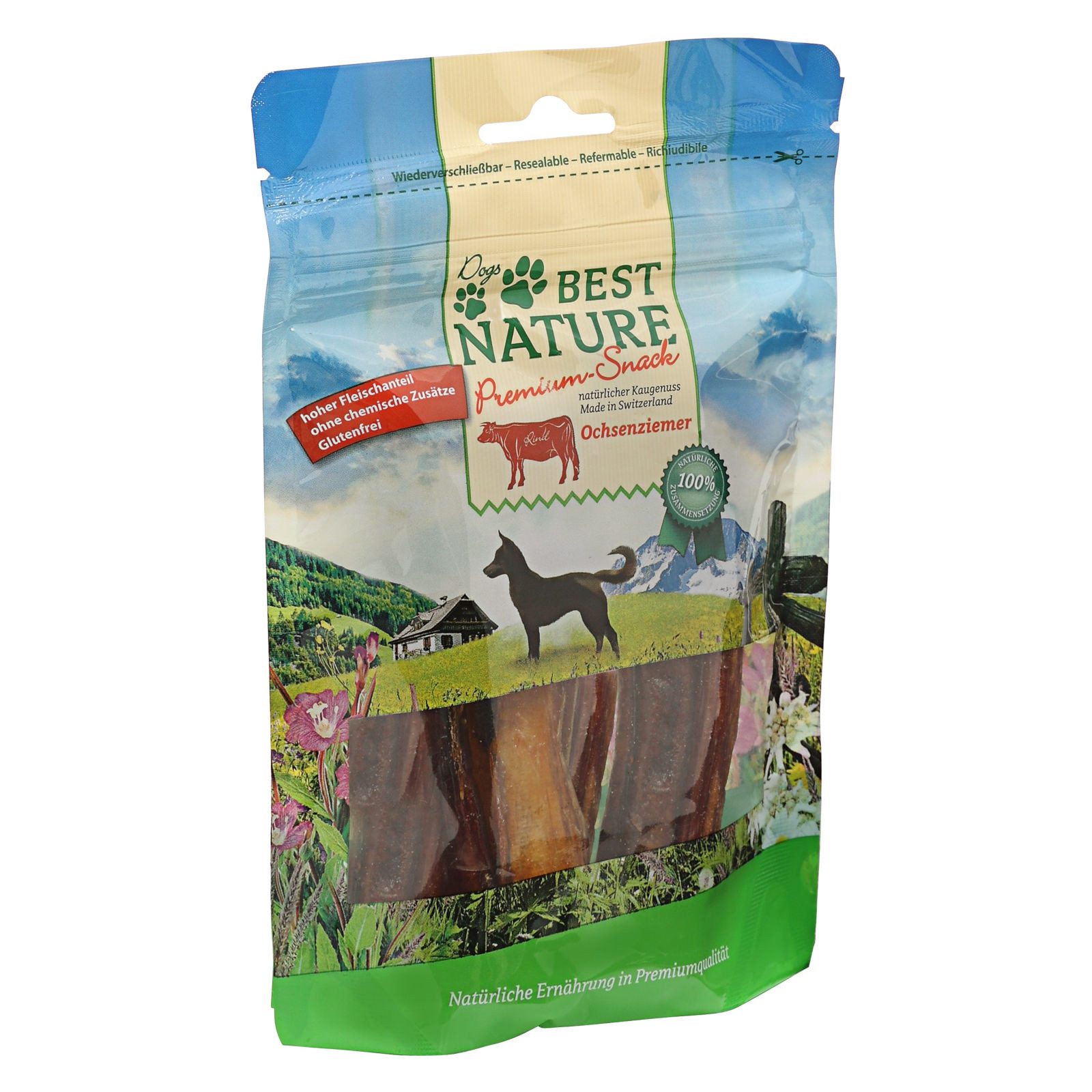 Best Nature Premium Snack für Hunde, 100g, Ochsenziemer, Snack für: Hund