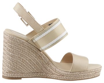 Tommy Hilfiger WEBBING HIGH WEDGE SANDAL Keilsandalette, Sommerschuh, Sandale, Keilabsatz, mit seitlichem TH-Label