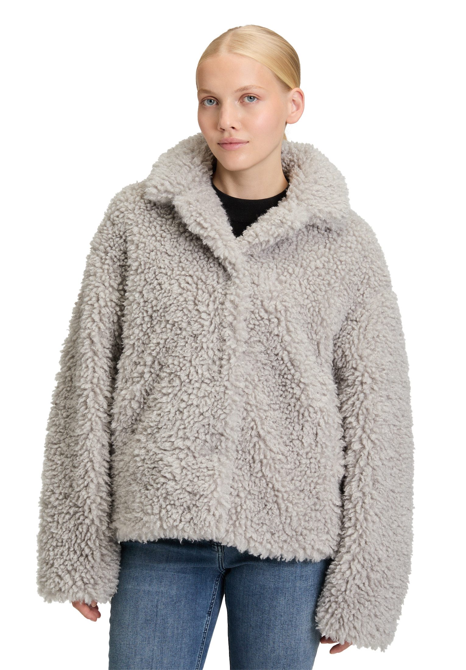 Amber & June Plüschjacke Damen Plüschjacke mit Stehkragen günstig online kaufen