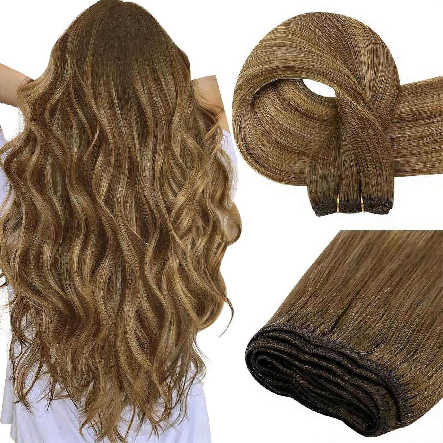 LuxusKollektion Echthaar-Extension Extensions Echthaar Remy Braun Balayage Ombre 60 cm 1-6 HW#4 27 4