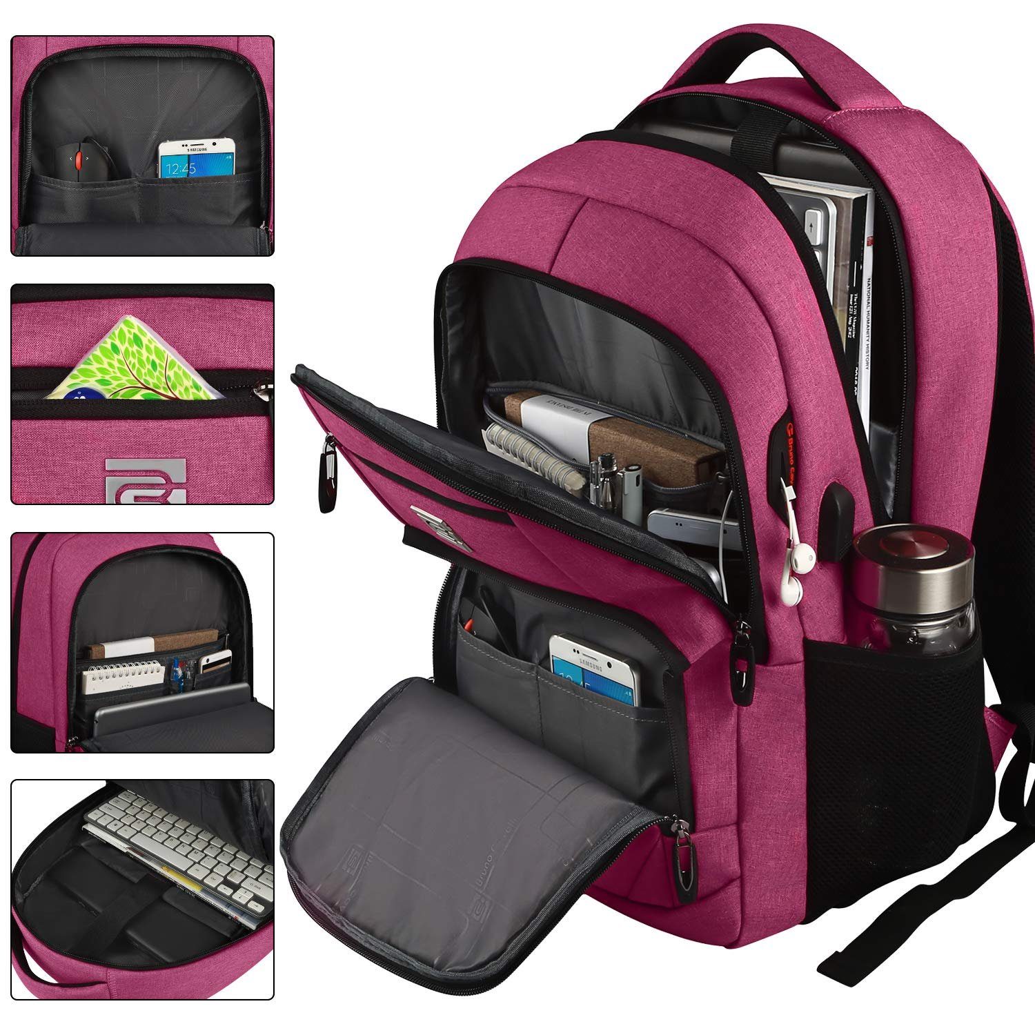 OKWISH Laptoprucksack Laptop Rucksäcke Schulrucksack Wasserbeständig Laptoptasche (Uni Tasche Businessrucksack Sportrucksack, Backpack mit Laptopfach, Anti-Diebstahl, mit USB-Anschluss), Herren Damen Jungen Teenager Arbeit Business Freizeit Reisen