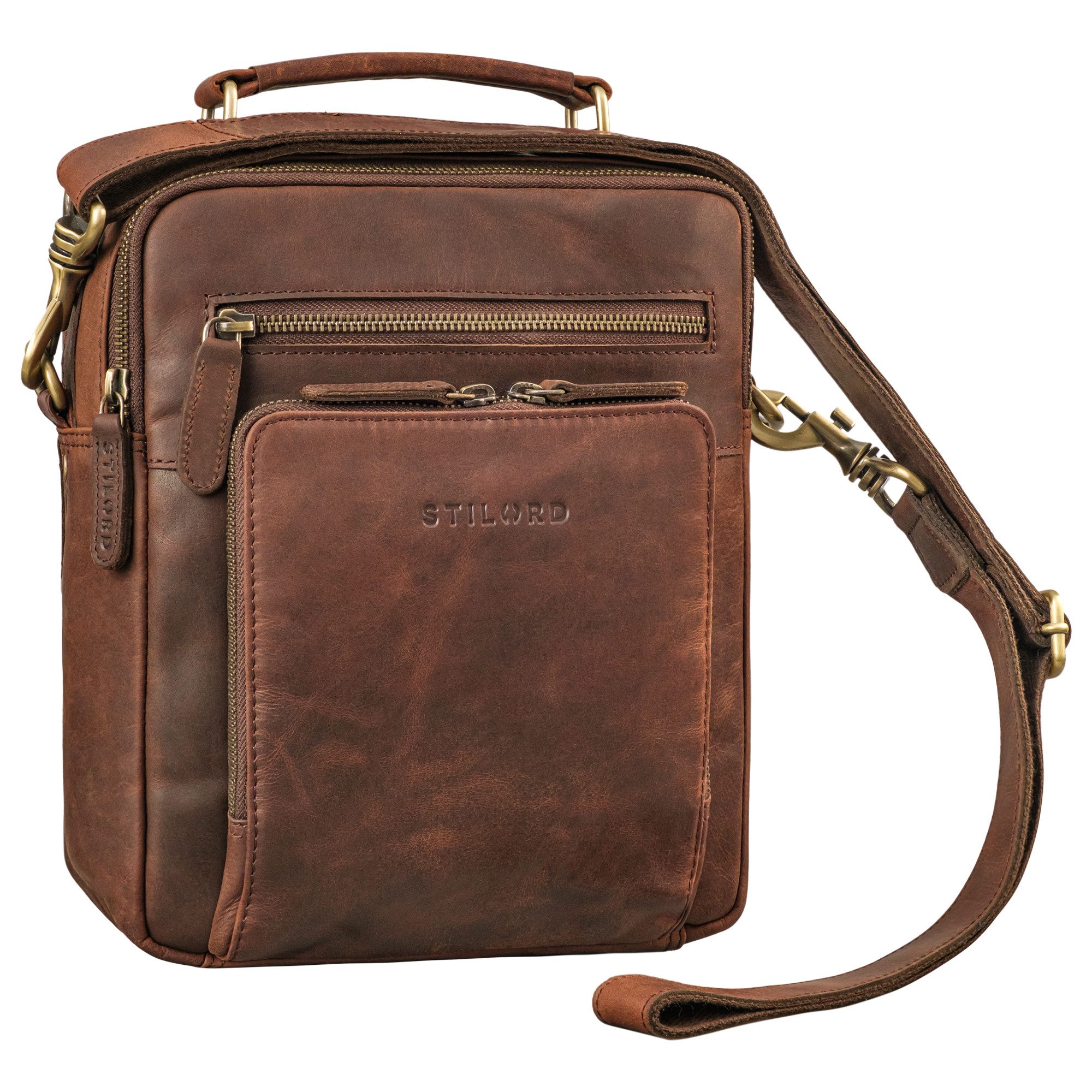 Schultertasche "Nelio" Stilvolle Umhängetasche Herren Leder für 10,1 Zoll Tablet