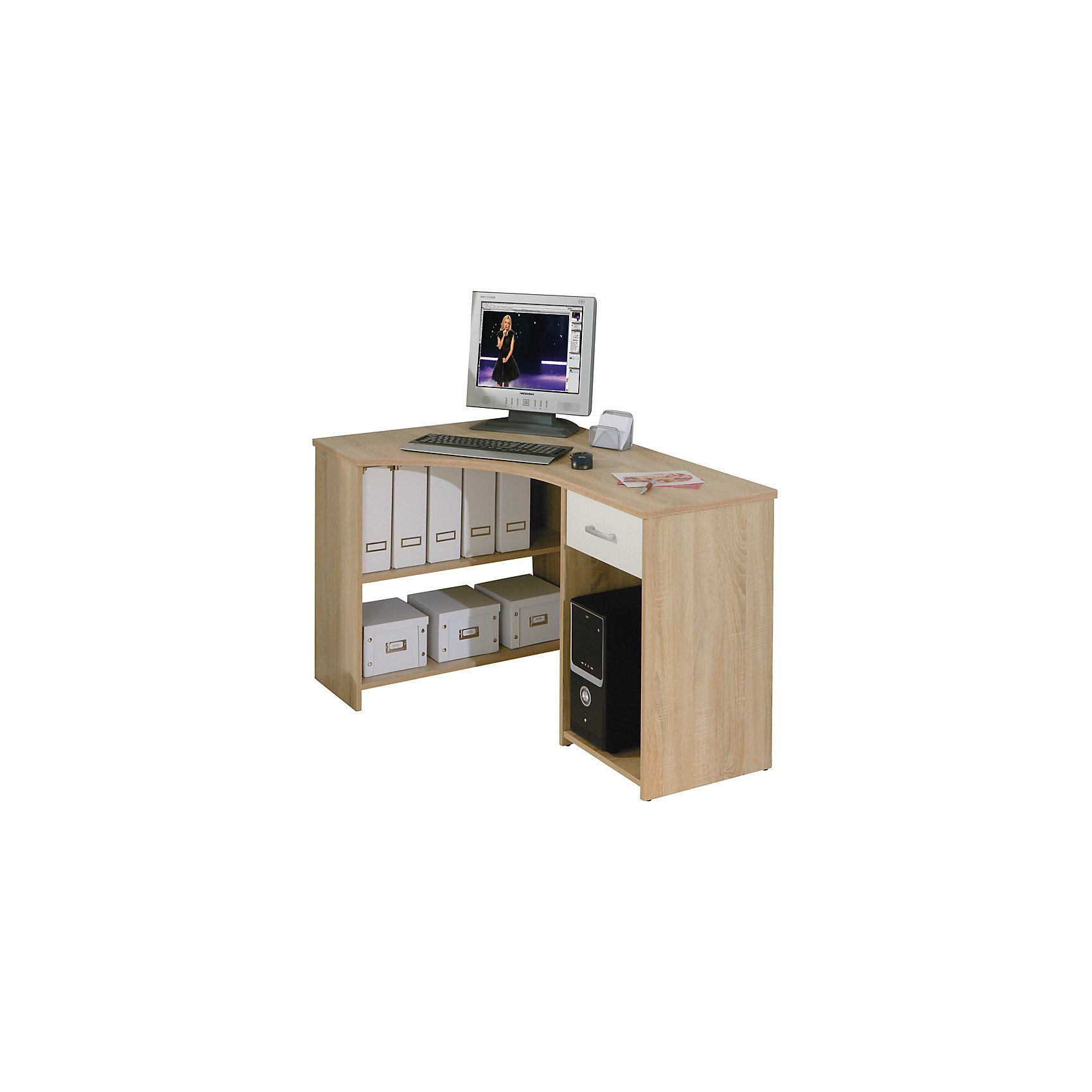 Eckschreibtisch CAPRERA, 1 Schublade, Sonoma Eiche Eckschreibtisch CAPRERA, 1 Schublade, Sonoma Eiche