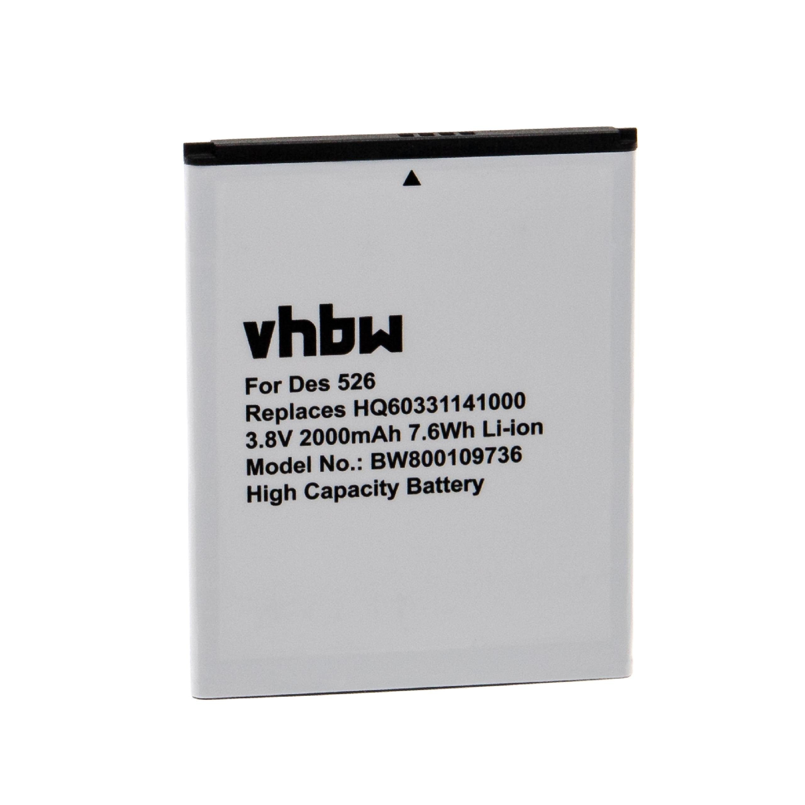 vhbw Ersatz für HQ60331141000 Li-Ion für 2000 mAh (3,8 Smartphone-Akku V)