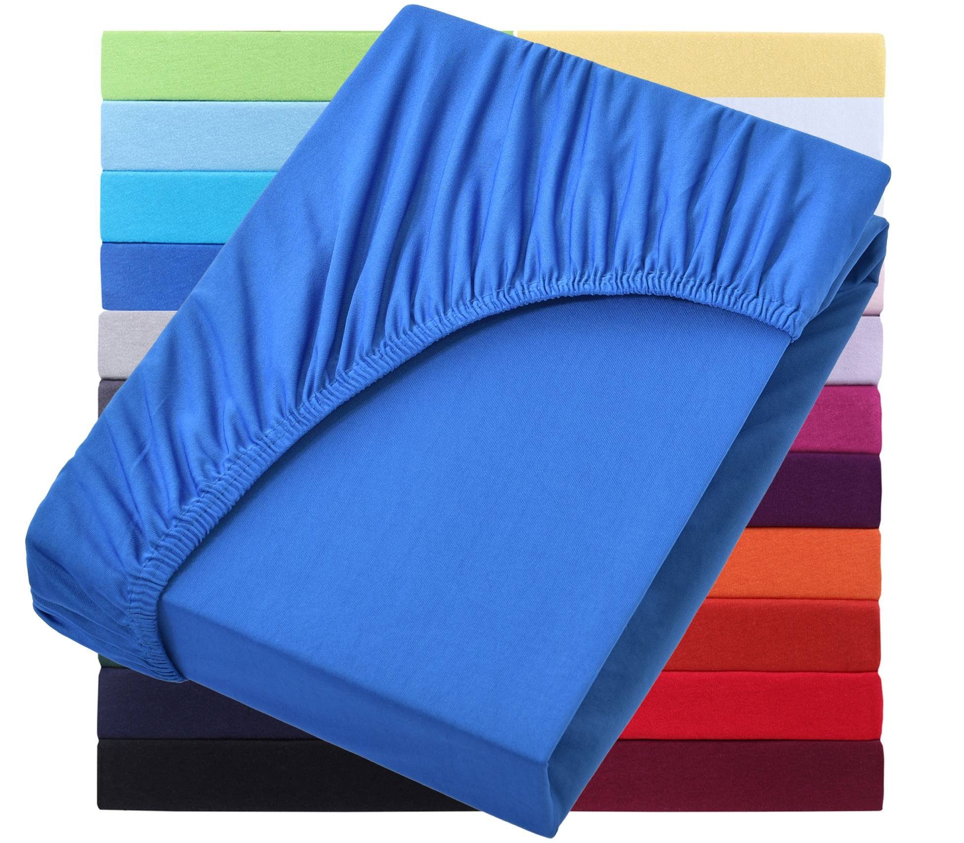 NatureMark Jersey Spannbettlaken 180x200-200x200 Cm | 100% Baumwolle Mit Rundumgummi | 22 Farben