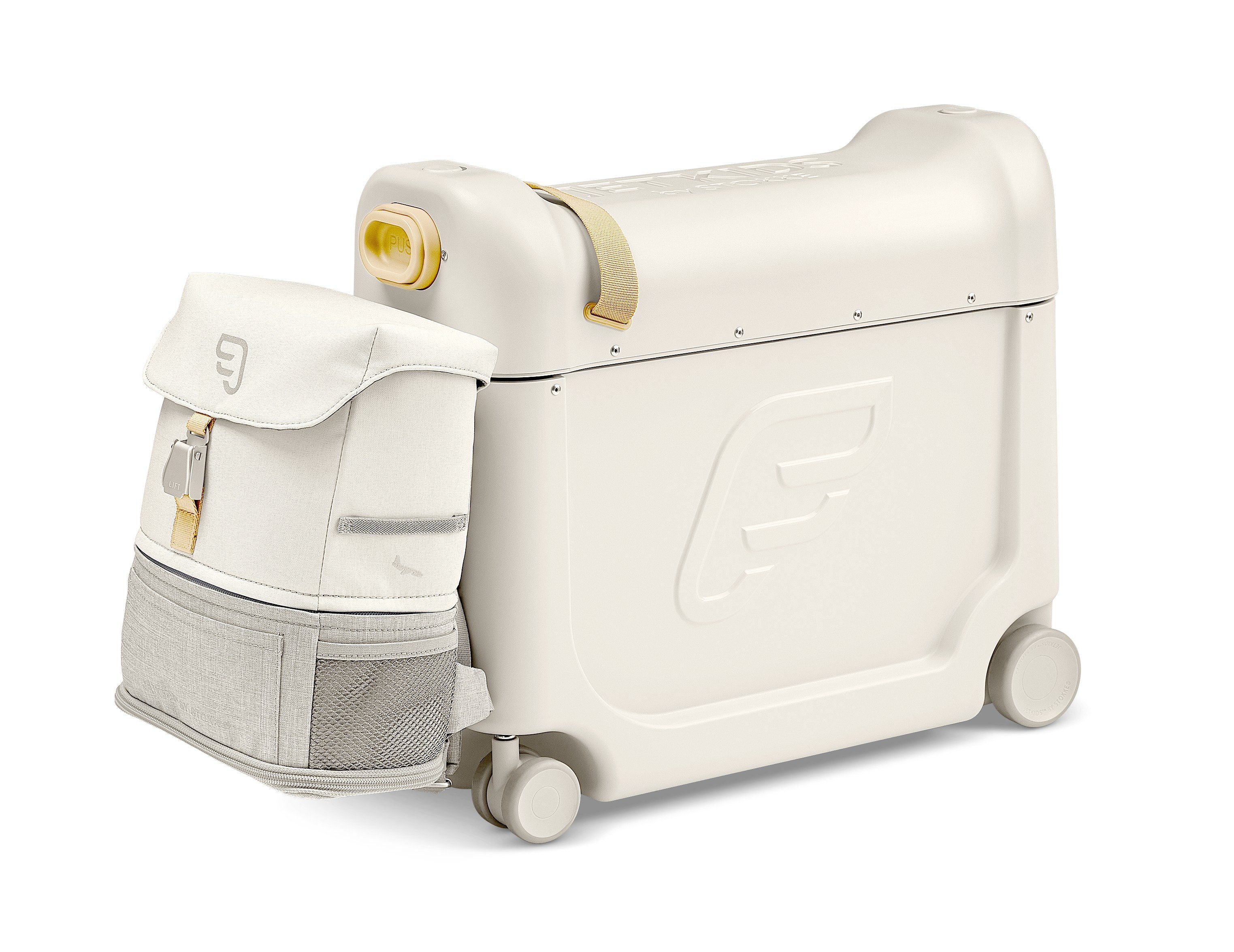 Stokke Kinderkoffer BedBox Koffer by JetKids™ - Ideal für kurze und lange Reisen Full Moon (Koffer + Rucksack)