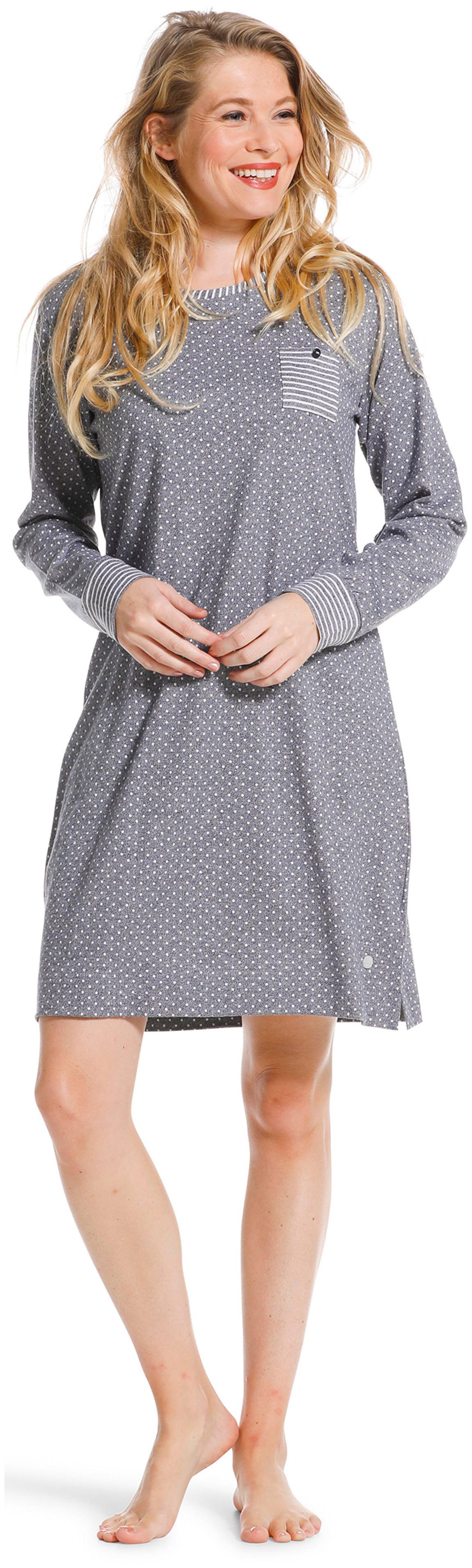 Pastunette Nachthemd Damen Nachthemd mit langem Arm (1-tlg) Baumwolle