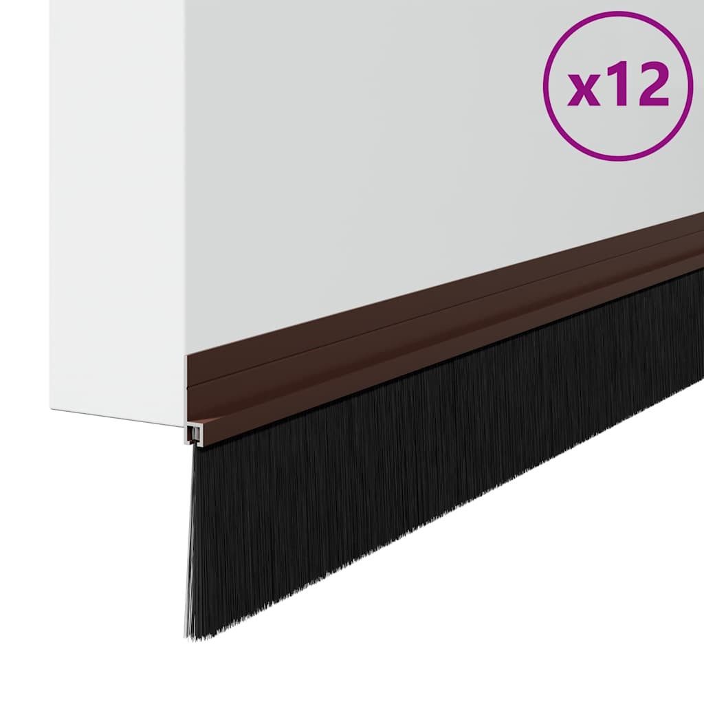 vidaXL Drückergarnitur Selbstklebende Türbürstendichtungen 12 pcs Braun 100 cm, 12-tlg.
