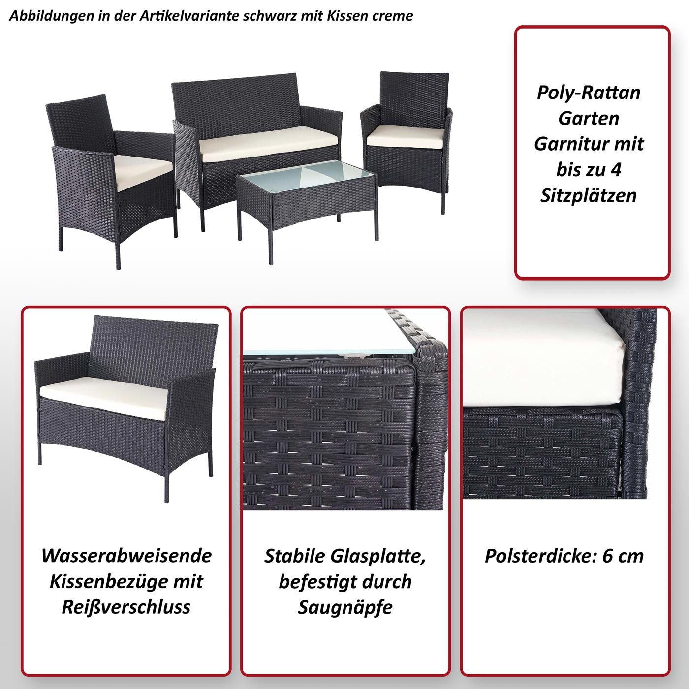 MCW Sitzgruppe MCW-D82, 4 Sitzplätze, wasserabweisende Bezüge, waschbar mit Reißverschluss