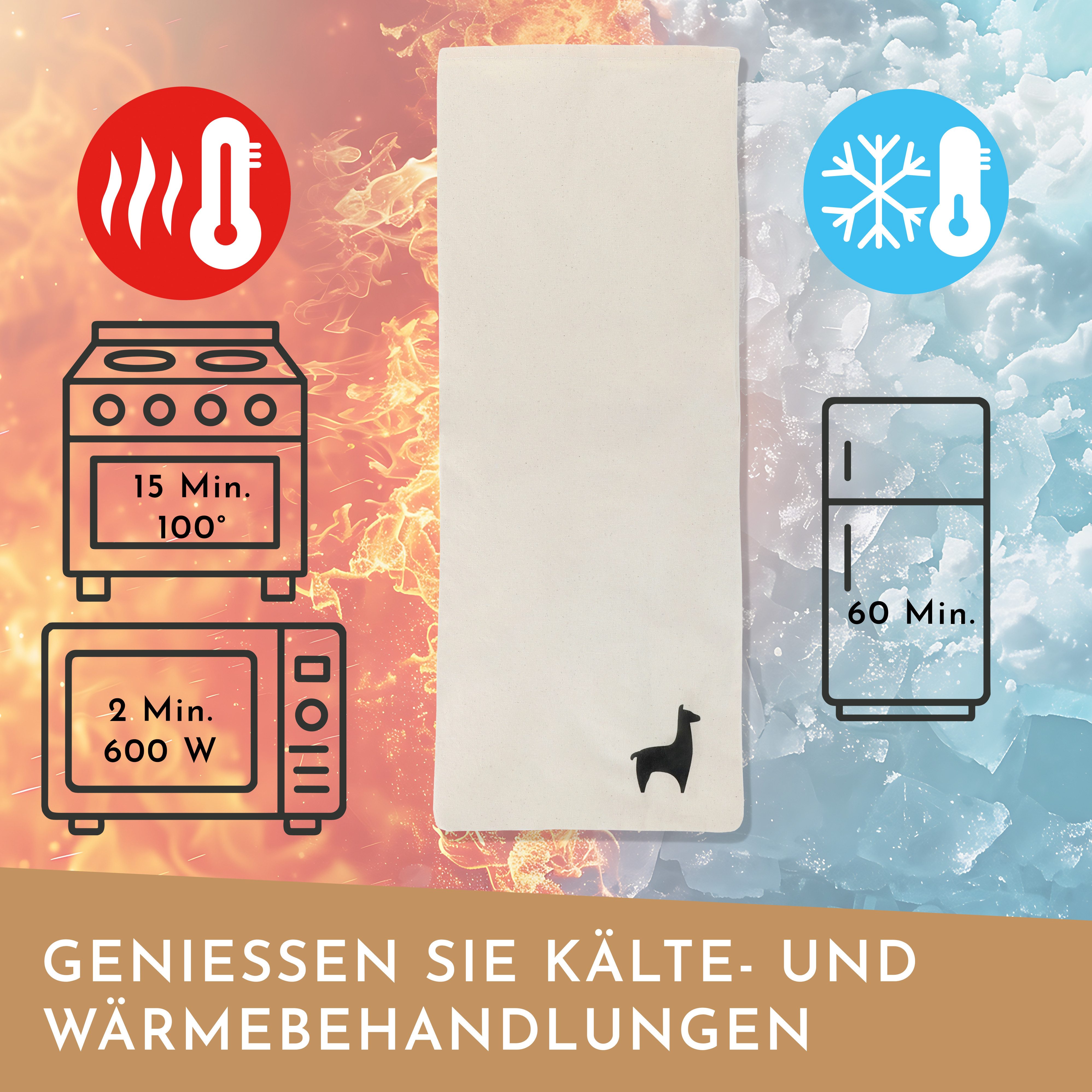 Nordstern Wärmekissen Weizenkörnerkissen 20 x 53 cm, (Mikrowellengeeignetes Wärmekissen), gegen Verspannungen als Geschenk für Frauen und Männer