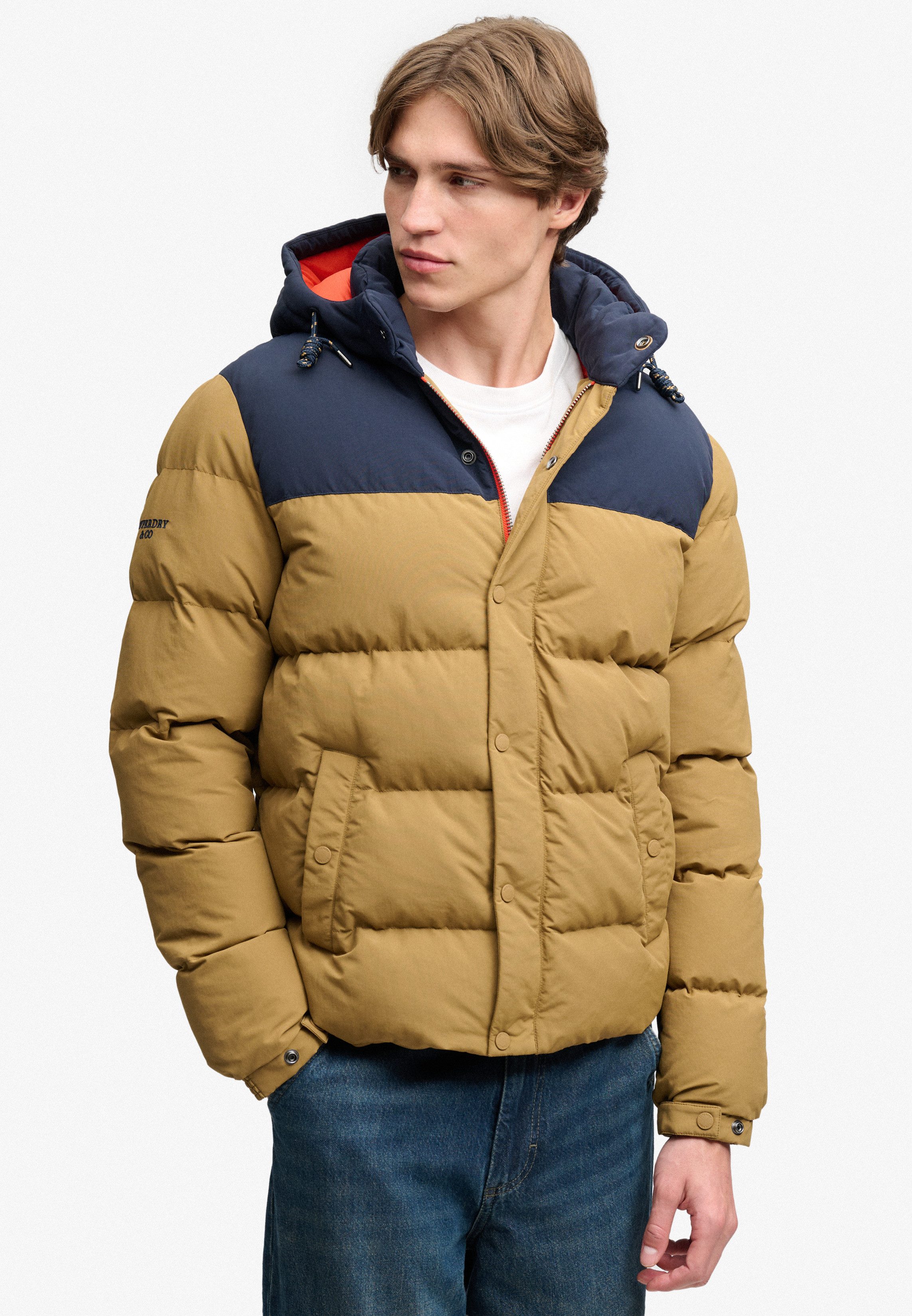 Superdry Steppjacke EVEREST COL BLOCK PUFFER JKT Kunstfaser, relaxed fit