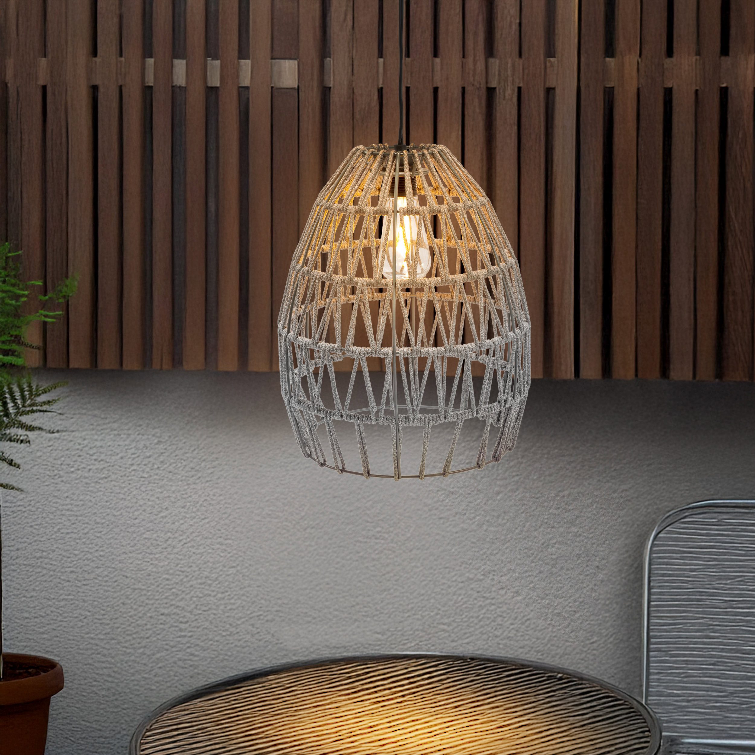 esotec LED-Hängeleuchte Solar Hängeleuchte Sarabu 37x31cm warmweiß Akku Solarmodul IP44 102286, LED fest integriert, warmweiß, solarbetriebene Hängeleuchte