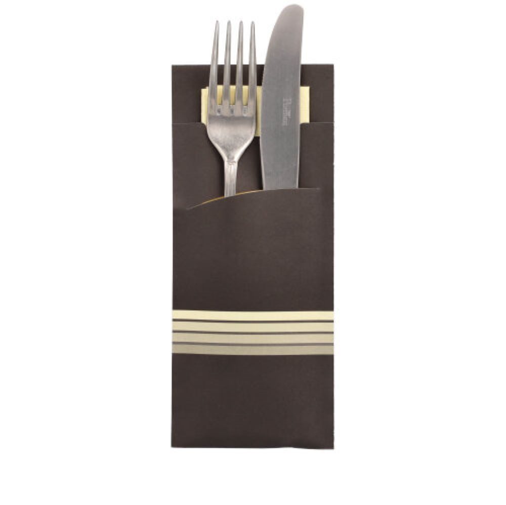 PAPSTAR GmbH Einwegbesteck-Set 520 Bestecktaschen 20 cm x 8,5 cm "Stripes" inkl. farbiger Serviette