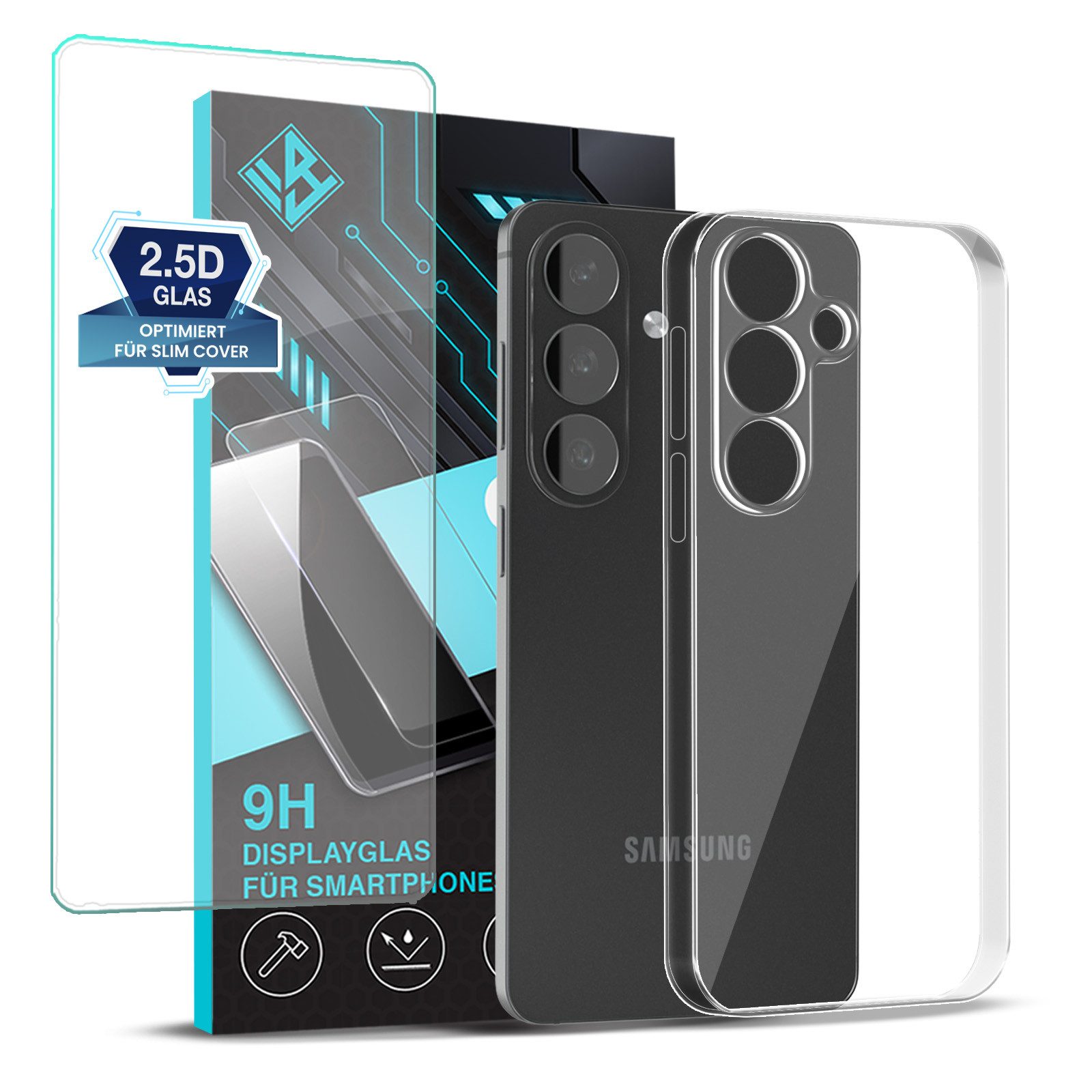 Tec-Expert Handyhülle Handy Hülle Cover für Samsung Galaxy S26, Slim Case Schutzhülle Transparent flexibel mit 9H Glas