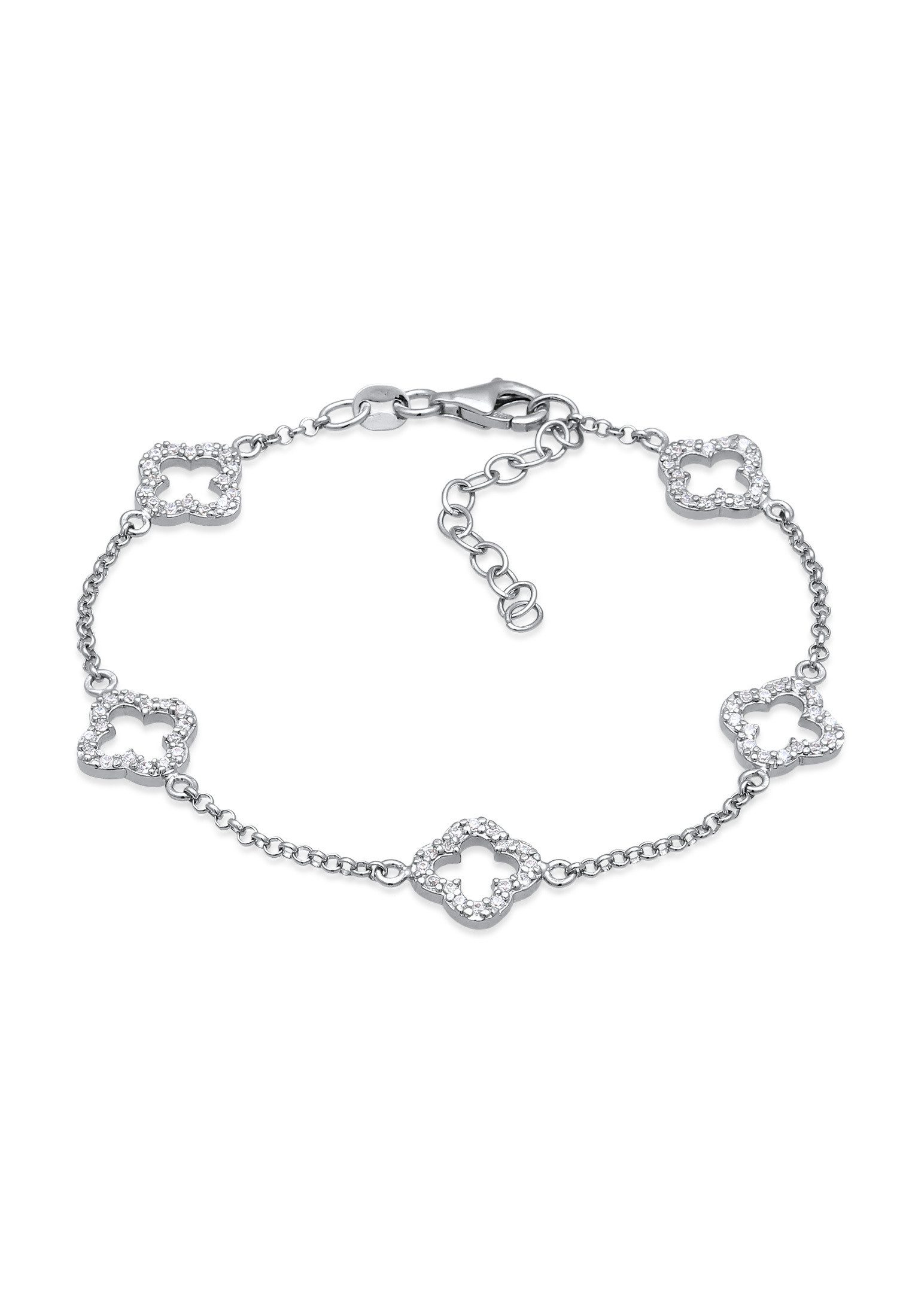 Armband Kleeblatt Zirkonia Weiß 925 Sterling Silber