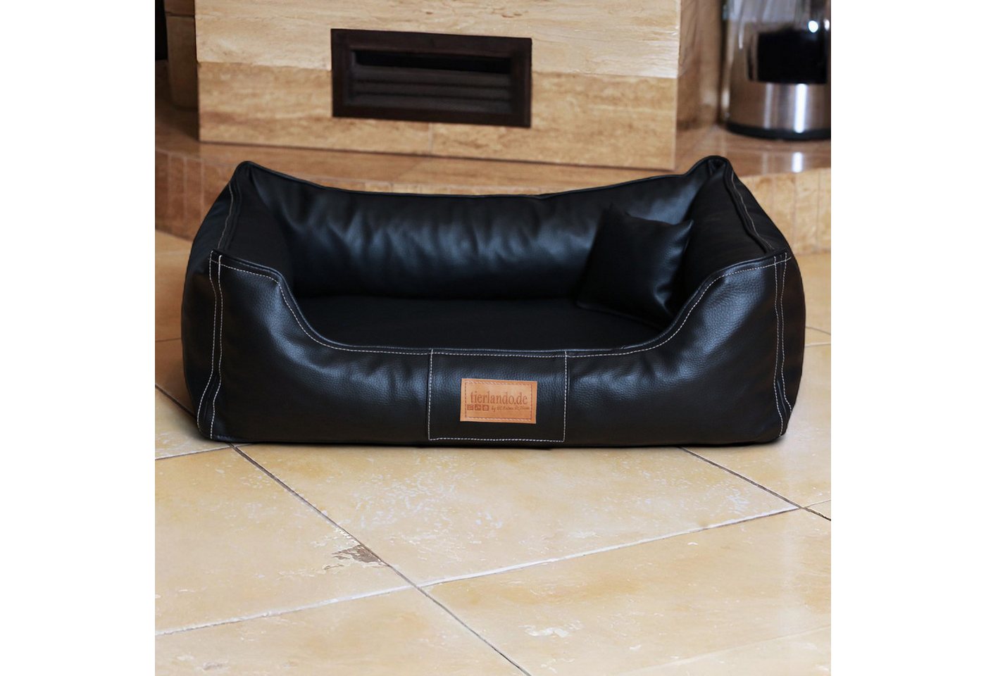 Thumbnail - tierlando® Tierbett Orthopädisches Hundebett MADDOX Kunstleder Hundesofa für Große Hunde, Abwischbar, Haar resistent, er...