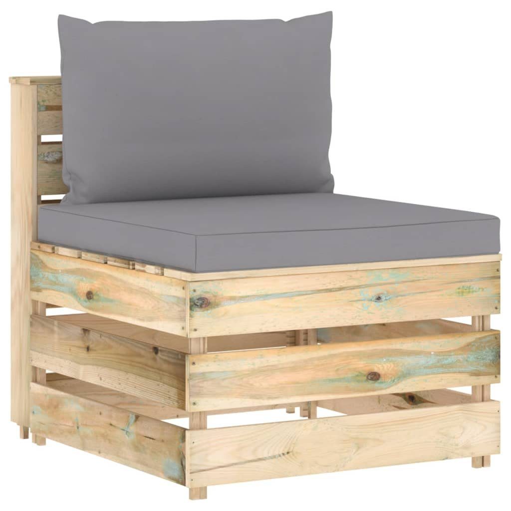 vidaXL Sofaelement Modulares Mittelsofa mit Kissen Grün Imprägniertes Holz (1 St)