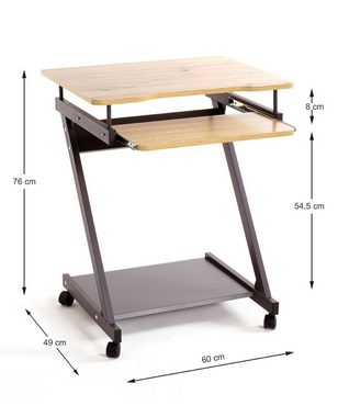 HAKU Beistelltisch HAKU Möbel Computertisch auf Rollen - anthrazit-eiche - H. 76cm x B. 60cm