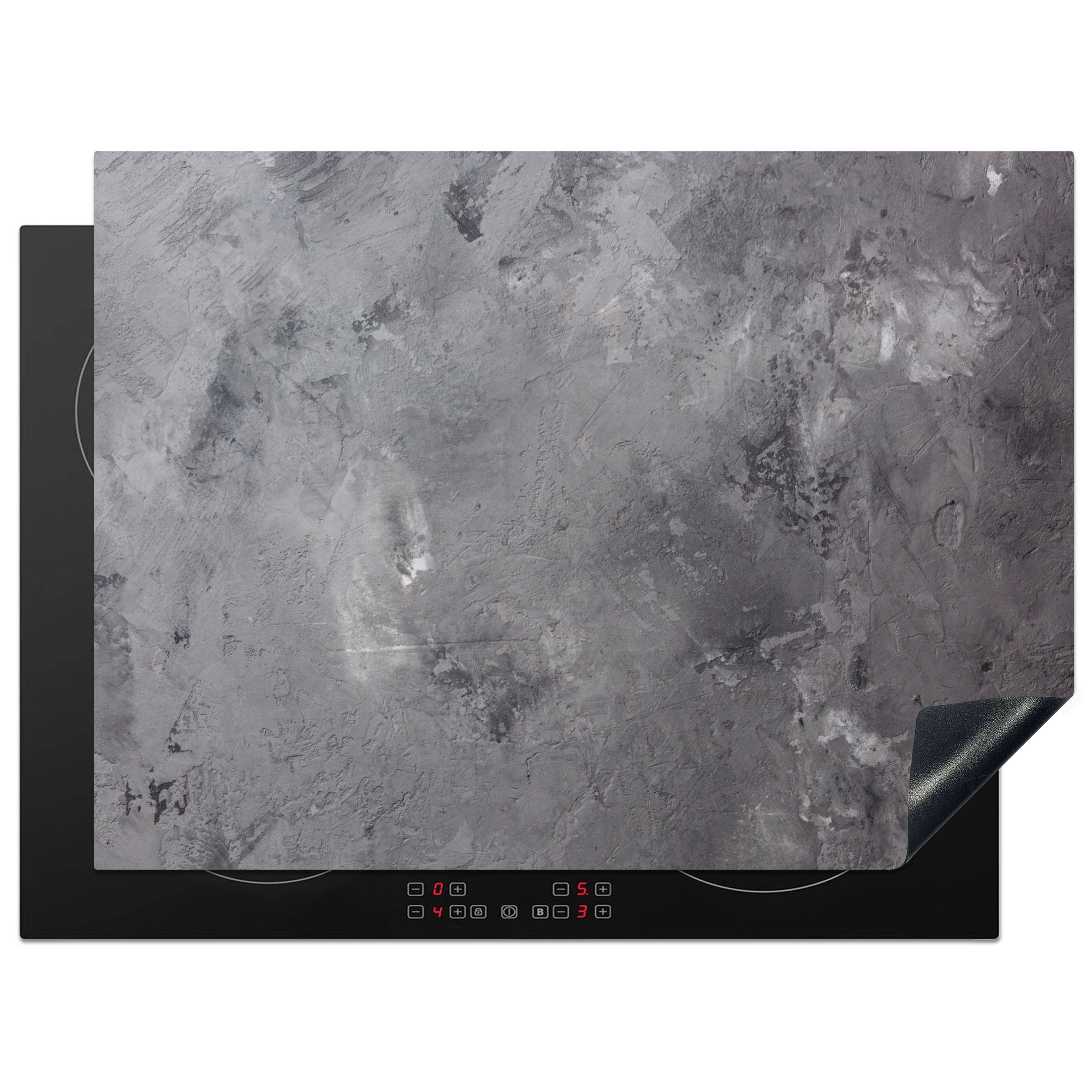 Induktionsabdeckung cm, Vinyl, - (1 Arbeitsfläche Mobile - Grau Induktionsschutz, Herdblende-/Abdeckplatte - Ceranfeldabdeckung - nutzbar, MuchoWow 70x52 Beton tlg), Zement
