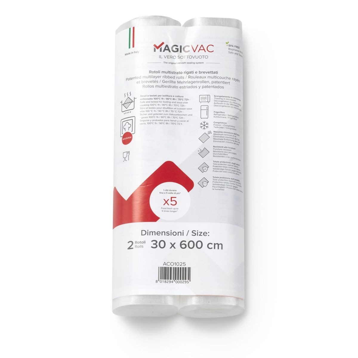 Magic Vac Vakuumier-Folienrollen 2 Vakuumierfolienrollen mit Label 30 cm x 6 m