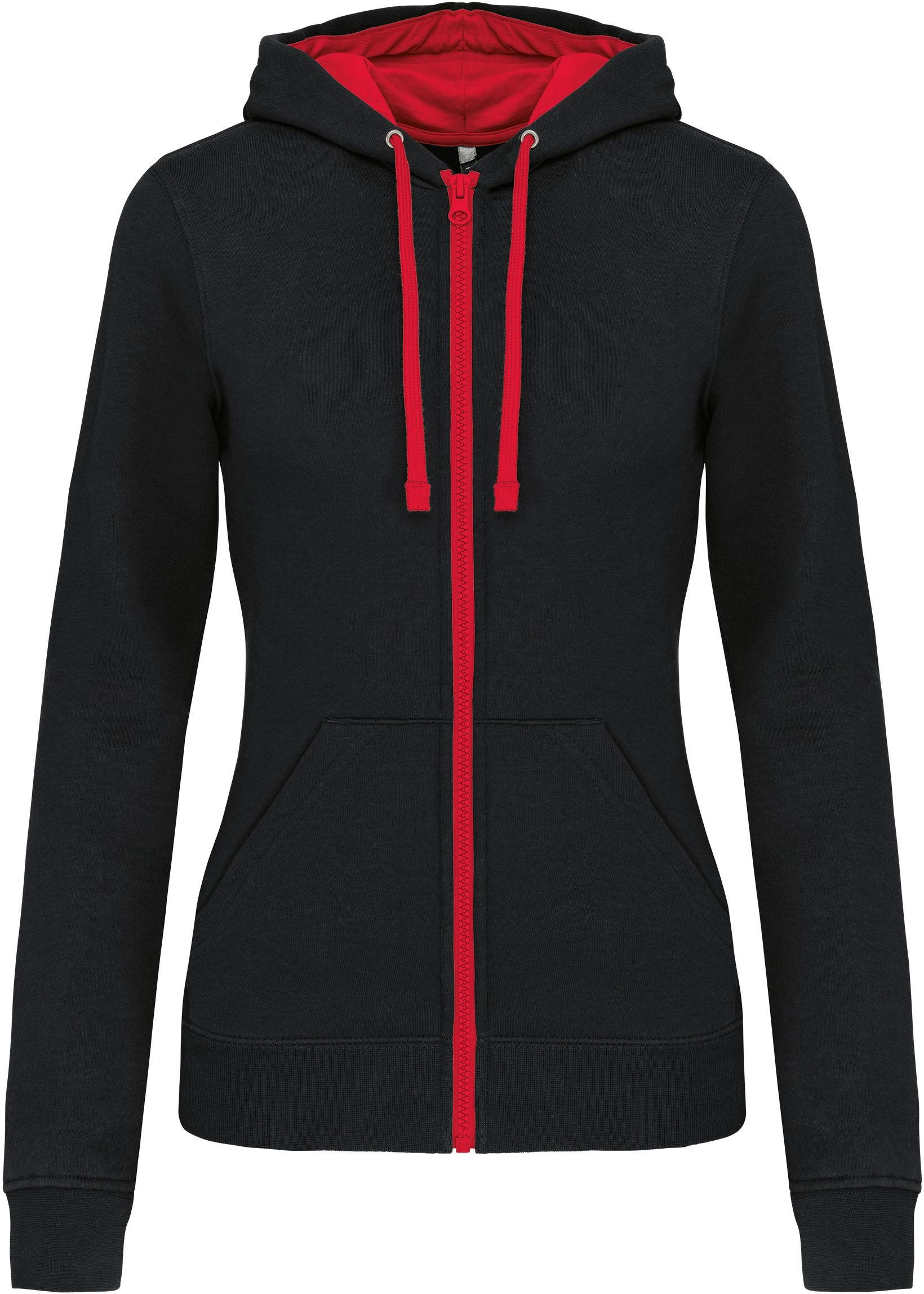 Kariban Kapuzensweatjacke DAMEN-KAPUZENSWEATSHIRT BICOLOR mit Reißverschlus günstig online kaufen
