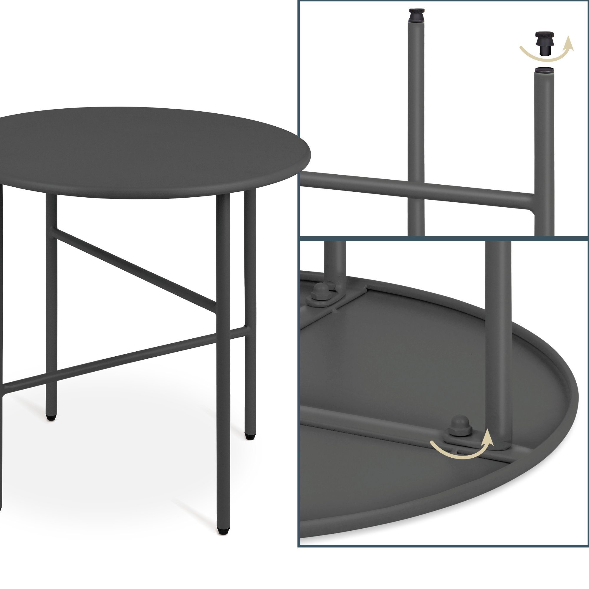 bomoe Beistelltisch Beistelltisch Outdoor Gartentisch Rund Ø 53 cm Finn, Schwarz, Wohnzimmer Couchtisch Leicht In- & Outdoor Balkon Tisch Terrasse