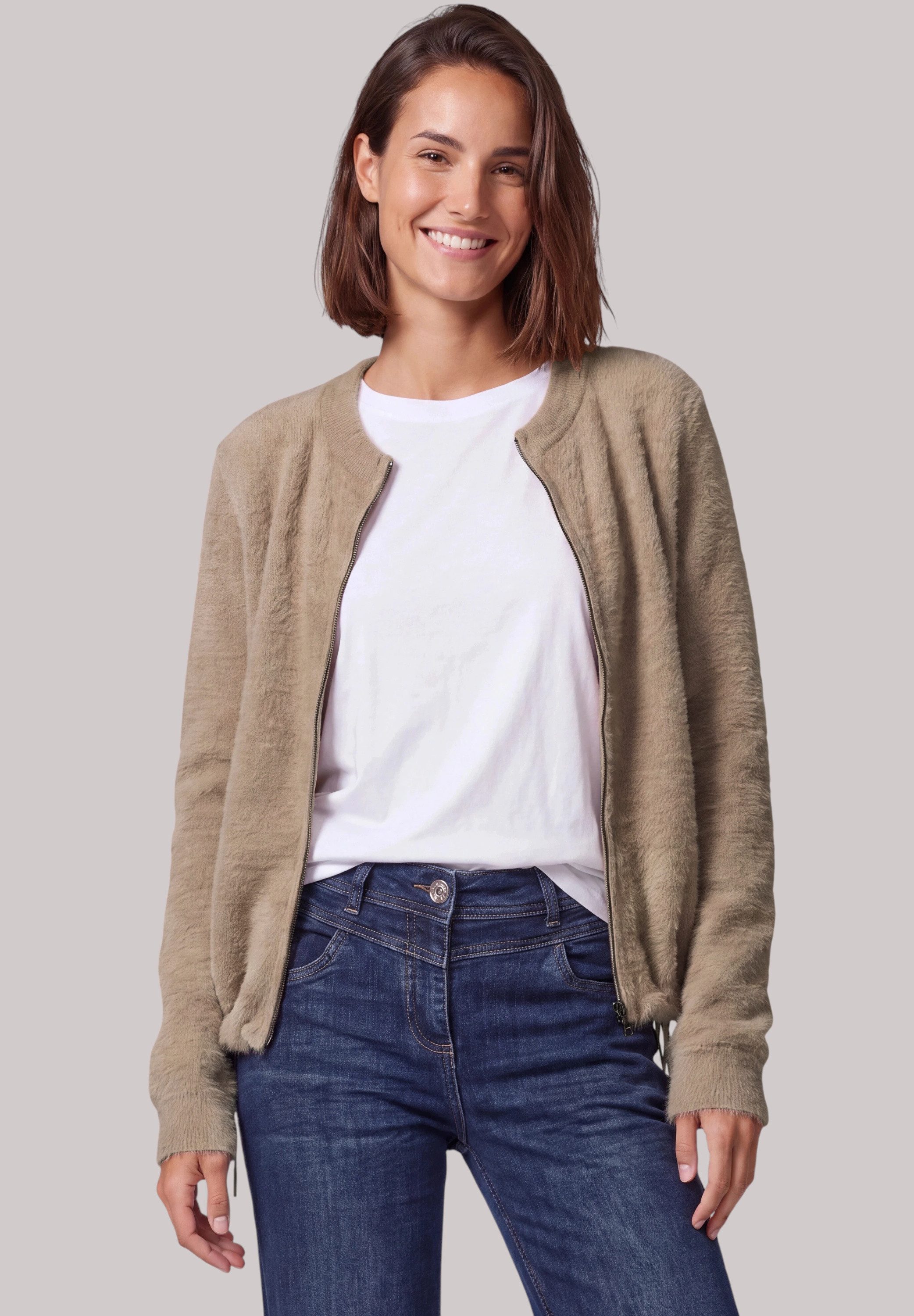 CECIL Strickjacke mit Tunnelzug am Saum