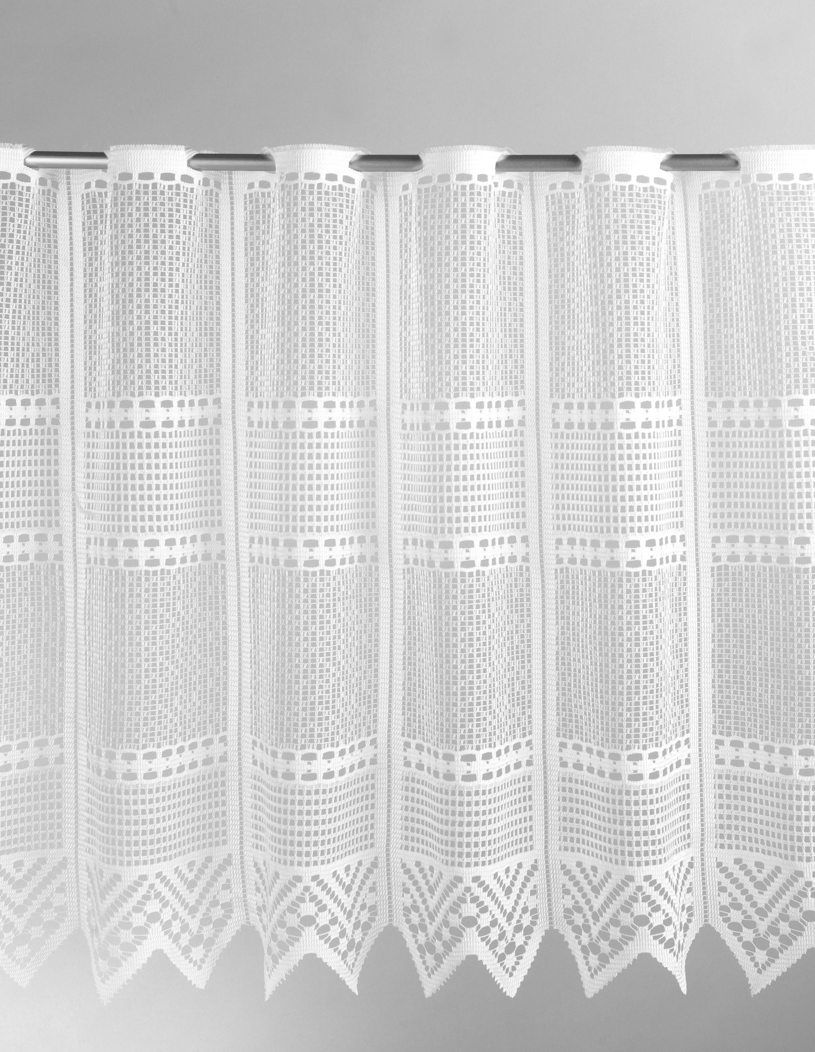 Gardinen Kranzusch Scheibengardine Jacquard Querstreifen und Zacke, Stangen günstig online kaufen