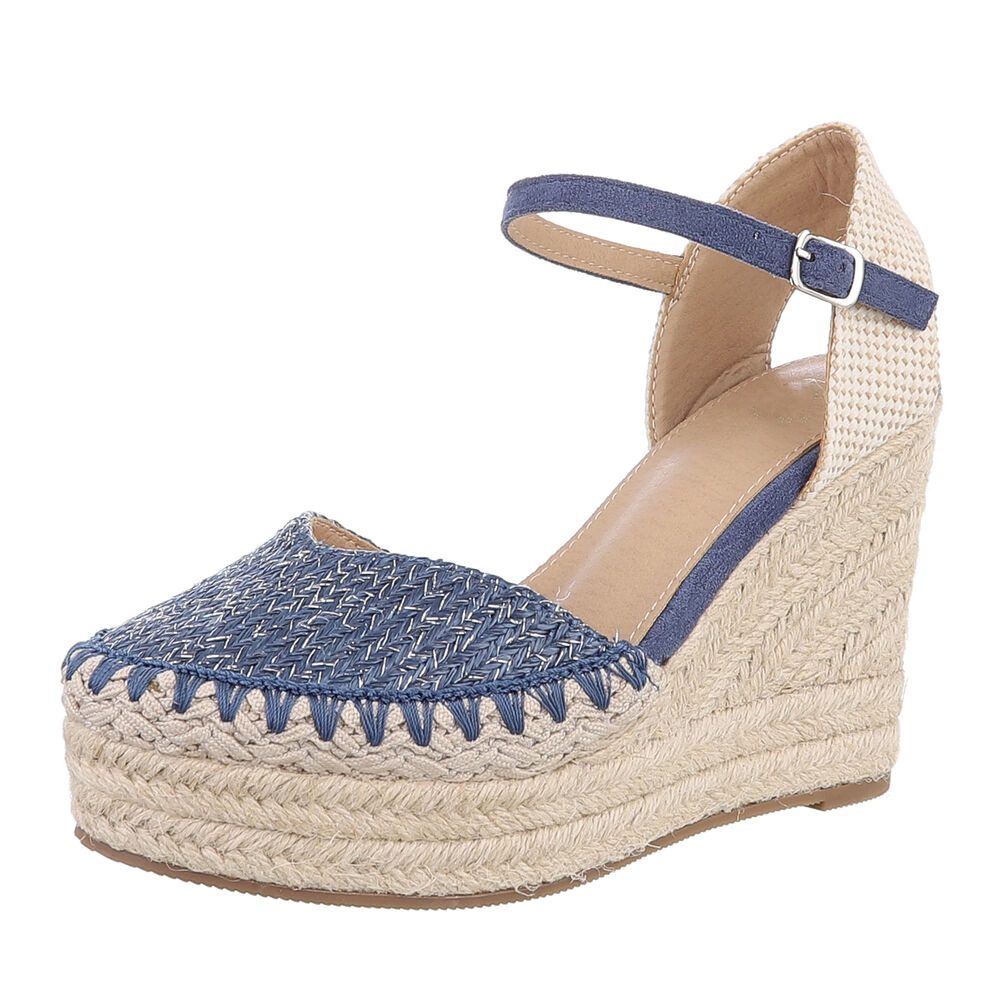 Ital-Design Moderne Espadrilles mit Keilabsatz für Damen, beige Plateausand günstig online kaufen