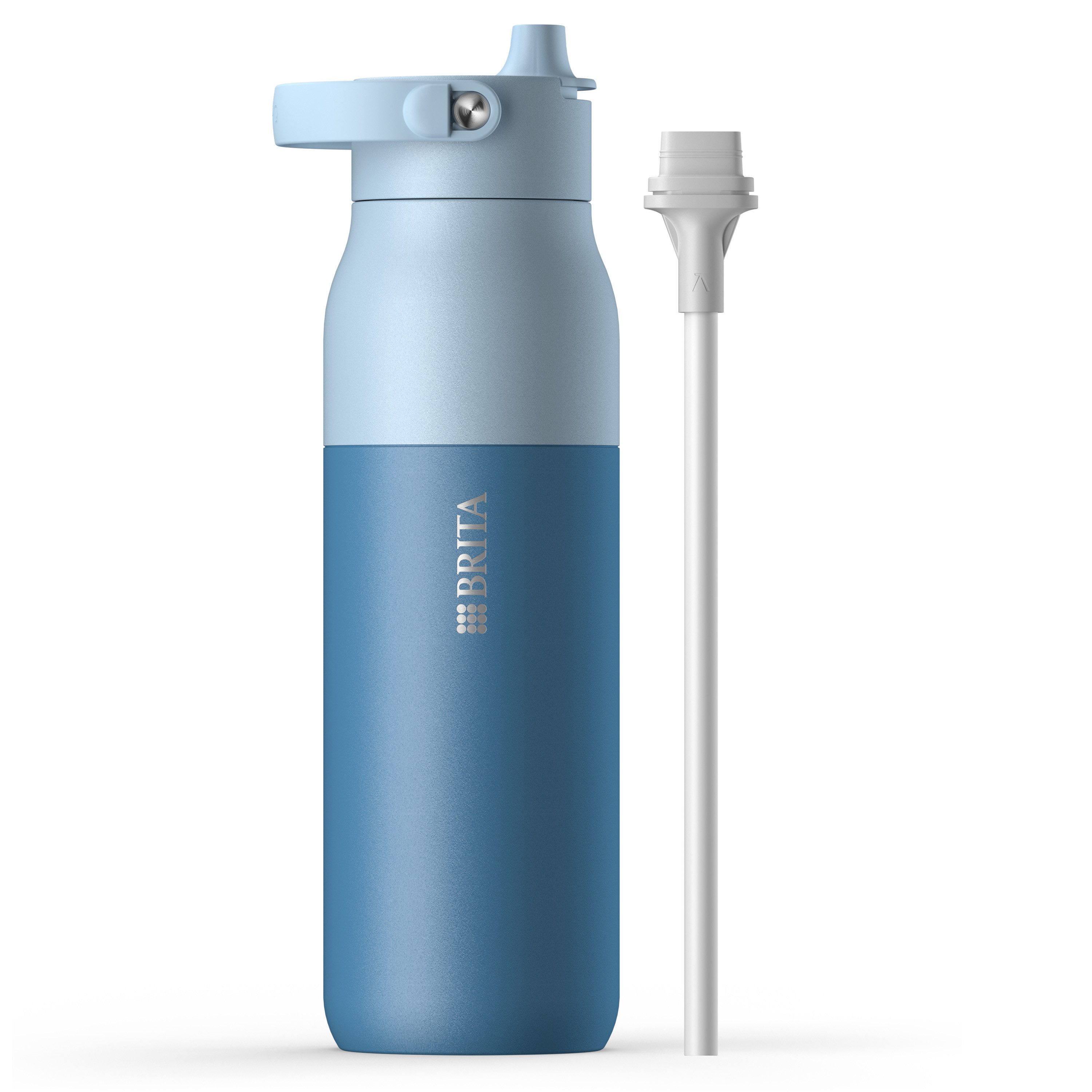 BRITA Trinkflasche BRITA LARQ Essential Trinkflasche (1L) mit Strohhalm, Edelstahl Wasserflasche mit doppelwandiger Isolierung - hält 24h kalt