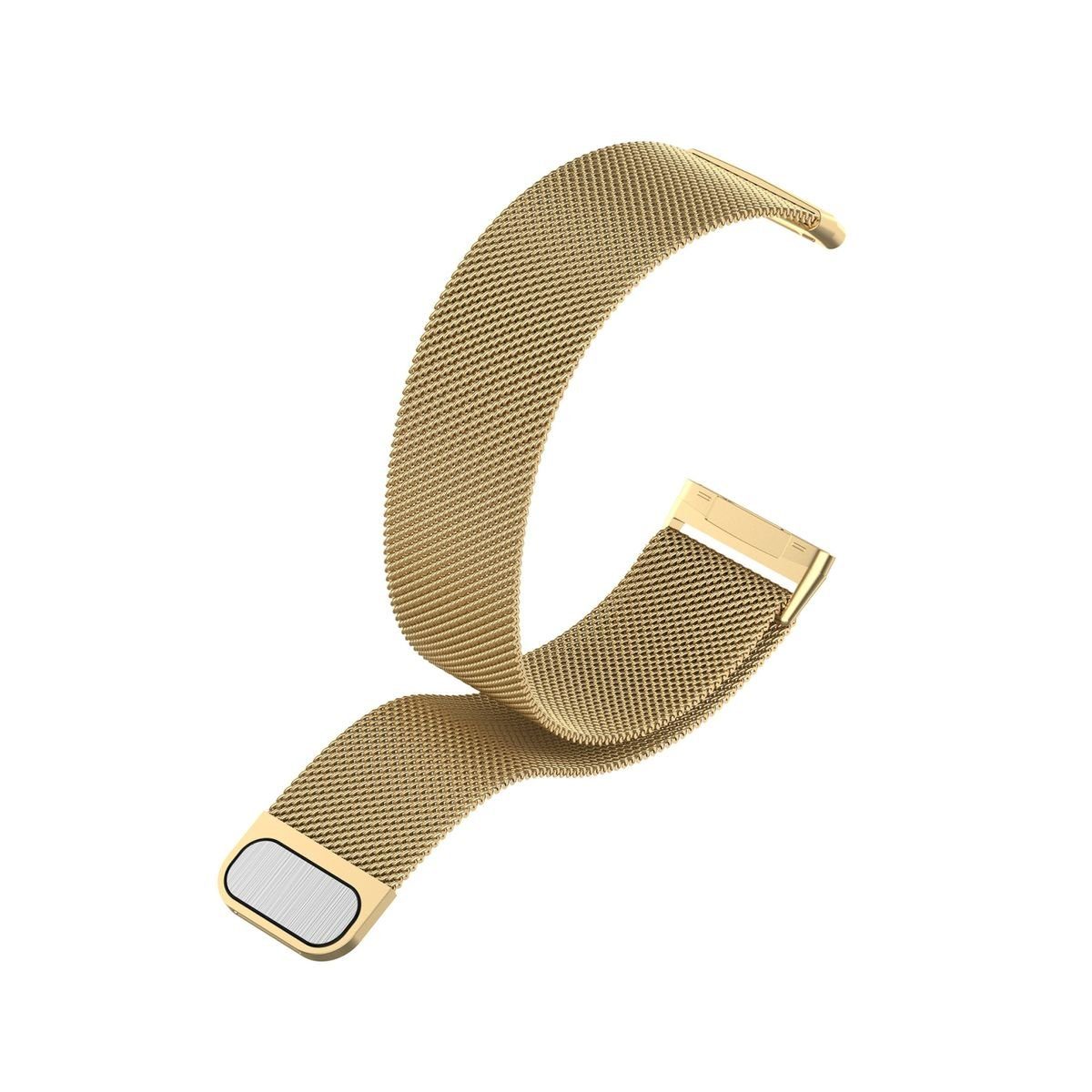 Wigento Smartwatch-Armband Für Fitbit Versa 4 + 3 / Sense 1+ 2 Magnet Metall Watch Uhr Ersatz Armband Gold