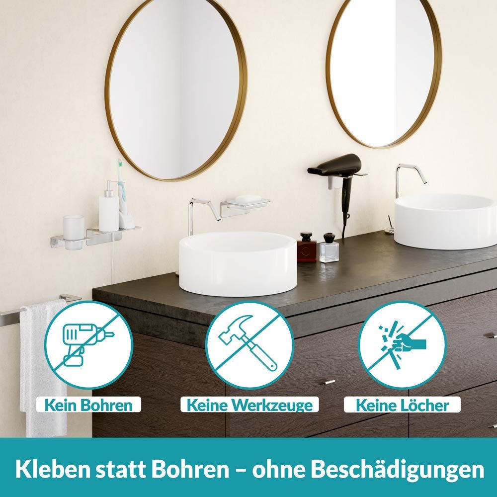 WEISSENSTEIN Zahnputzbecherhalter ohne Bohren Silber