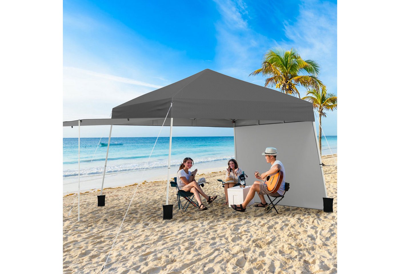 Thumbnail - COSTWAY Faltpavillon, Pop-up Pavillon mit 2 Markise, Partyzelt 430x280cm