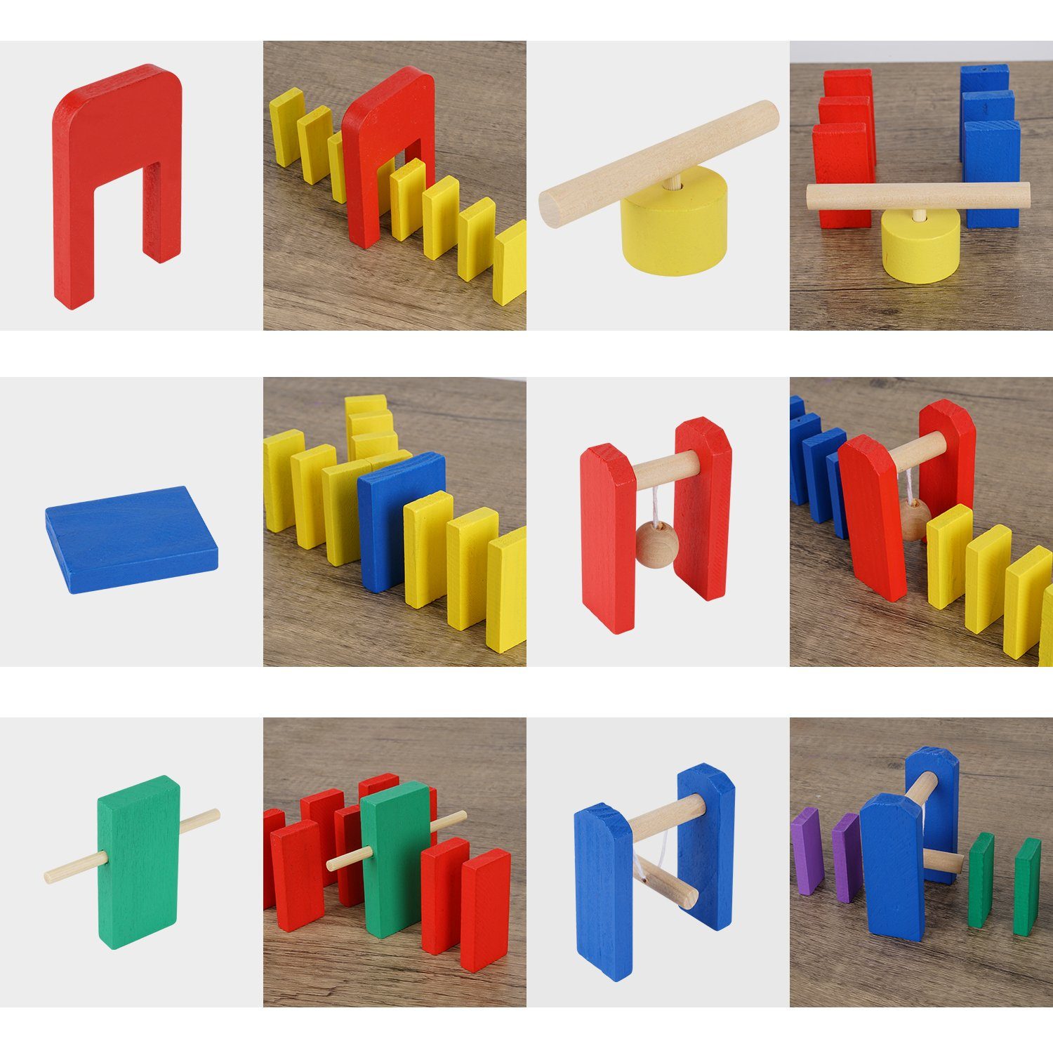 Calmado Spielesammlung Domino Steine Spiel aus Holz Dominosteine im Set + Tasche + Anleitung