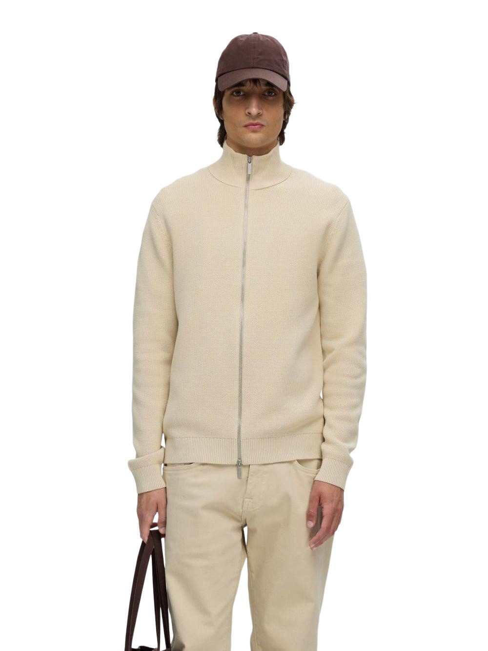 SELECTED HOMME Strickjacke SLHDANE LS KNIT STRUCTURE FULL ZIP aus Baumwolle