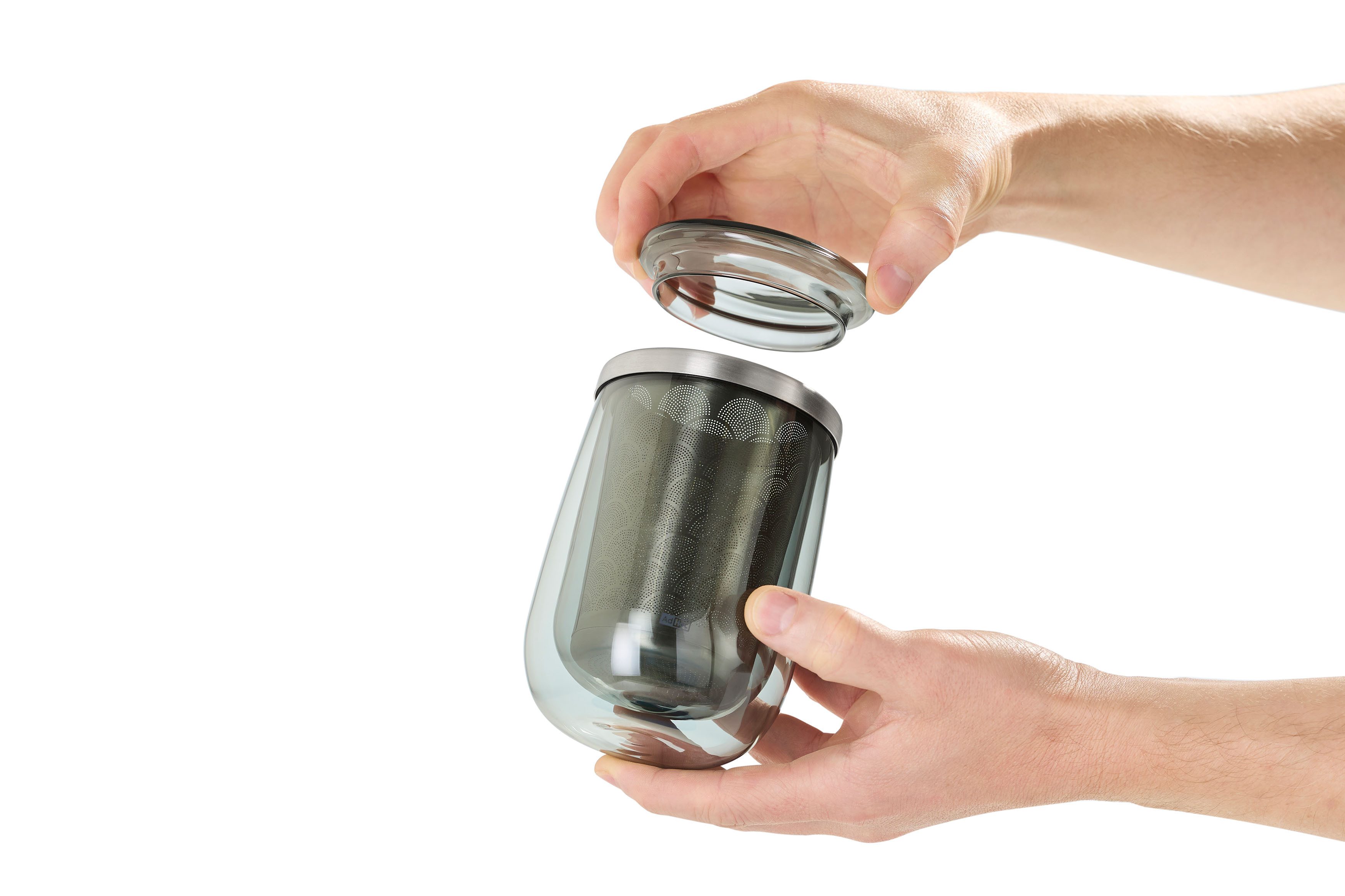 AdHoc Teeglas Fusion Glass, 1-tlg., Borosilikatglas, Edelstahl, mit Edelstahlfilter für losen Tee