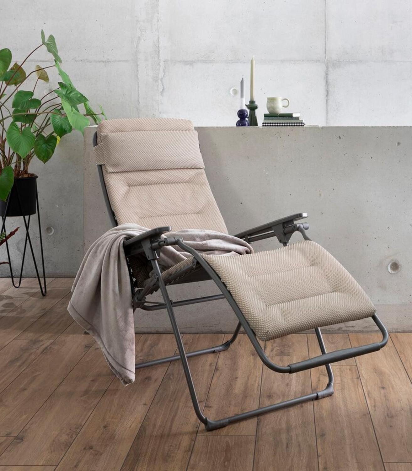 Lafuma Gartenstuhl Liegestuhl BE COMFORT FUTURA, Braun, Stahl, mit Polsterauflage, Klappbar, Relaxfunktion, B 71 x H 113 x T 83 cm