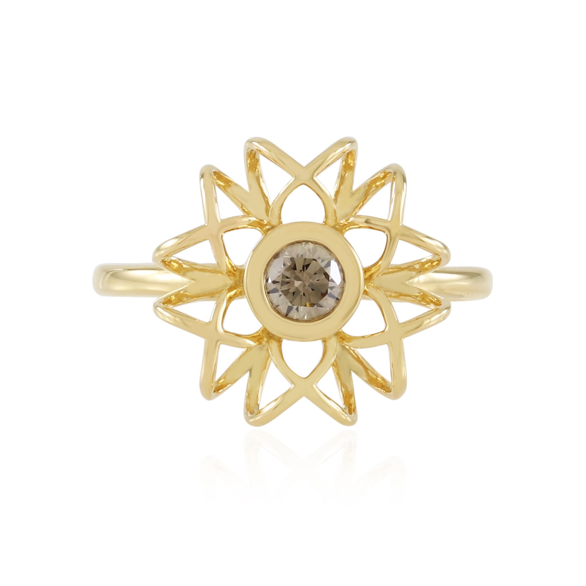 Cavill Diamantring Champagnerfarbener, diamantbesetzter, vergoldeter Silberring (1-tlg)