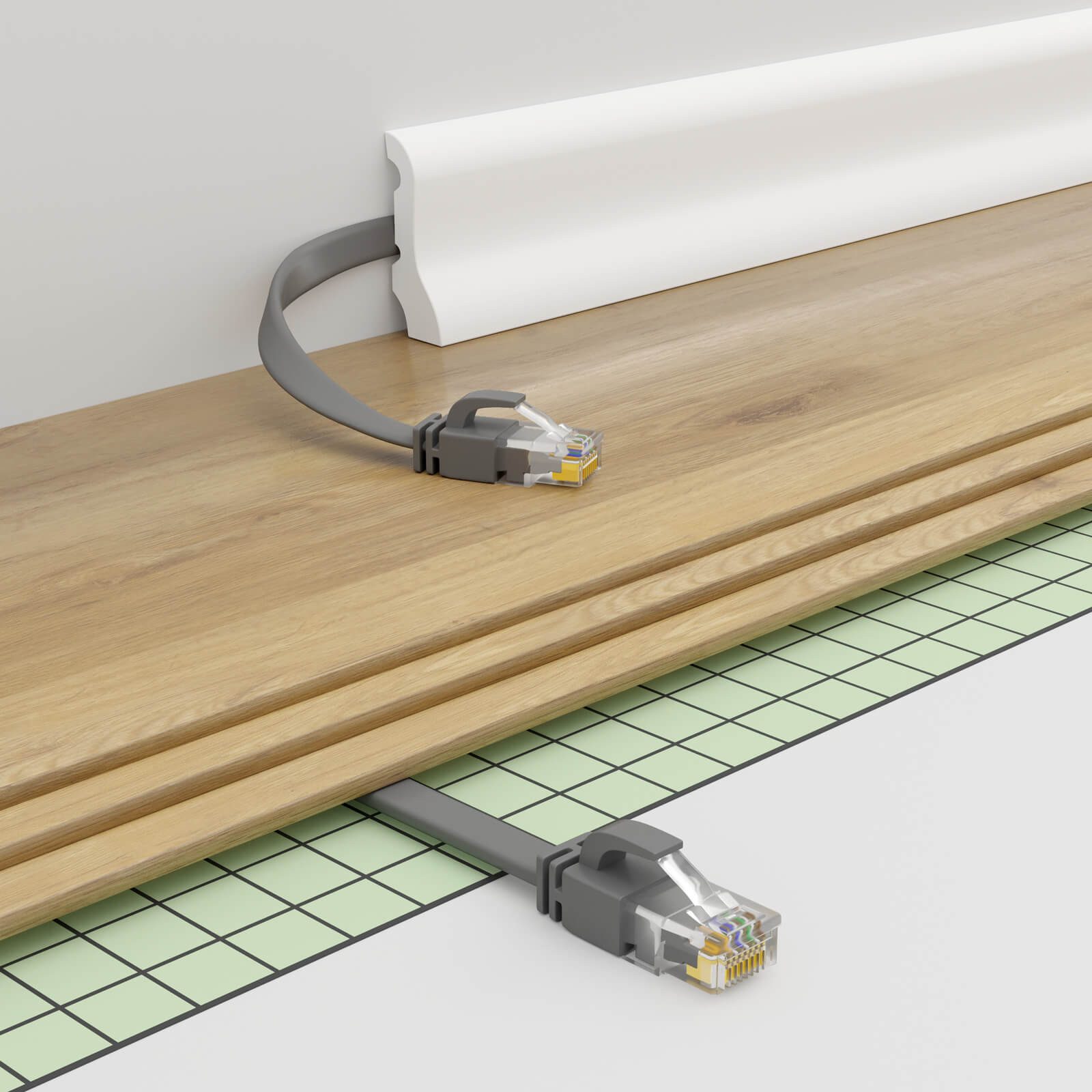 HB-DIGITAL Patchkabel CAT 6 Flachkabel 0.25m LAN Kabel U/UTP PVC Netzwerkkabel, Netzwerkstecker, RJ-45 (25 cm), Stecker Kontaktoberfläche: Pins Vergoldet 15µ