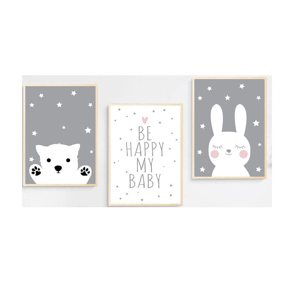 Pippolipo Bild Poster Kinderzimmer Deko Babyzimmer Wohnzimmer A4, (3er Set günstig online kaufen
