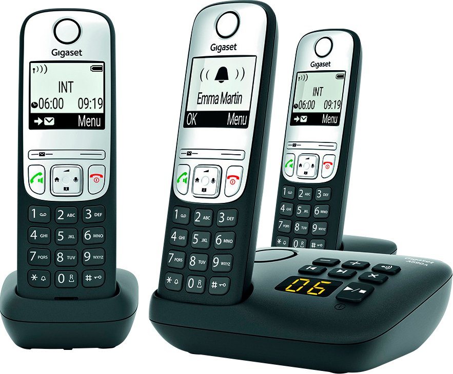 Gigaset A690A Trio Schnurloses DECT-Telefon (Mobilteile: 3),  Standby-/Gesprächszeit bis zu 180 / 14