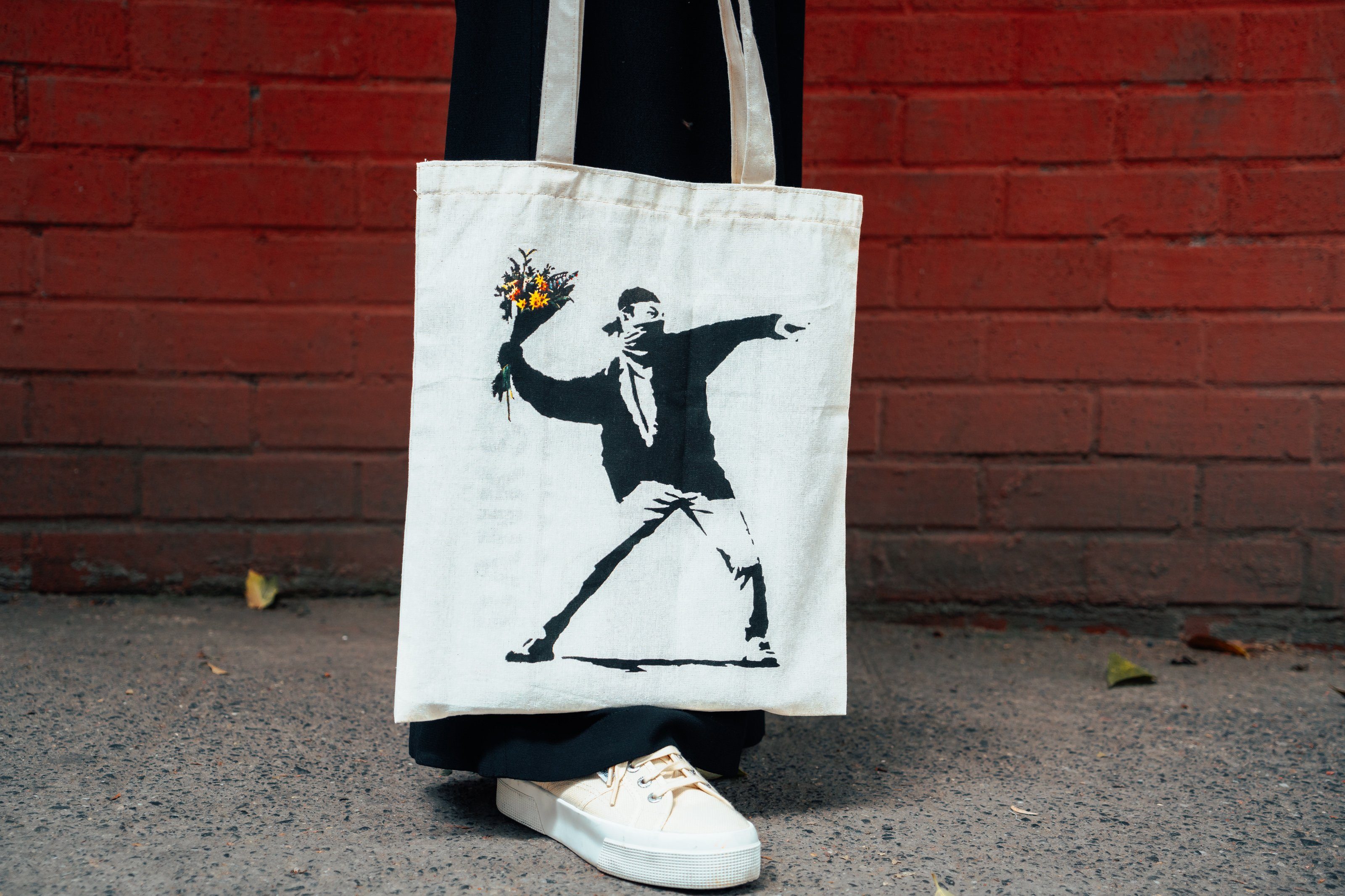 AvantgART Shopper Stoffbeutel Baumvolle, Jutebeutel, Banksy Kunstdruck, Tra günstig online kaufen