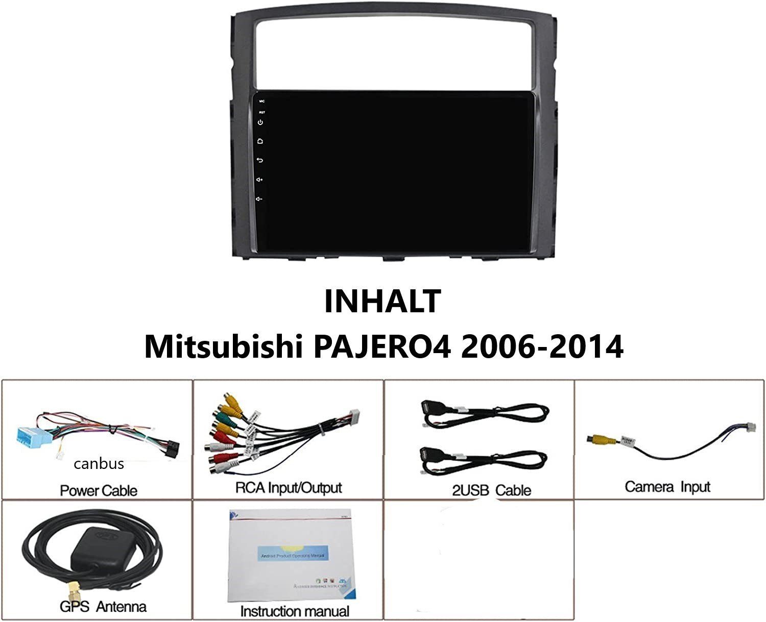 GABITECH 9'' für Carplay Android 11 Pajero 2006-2014 RDS Autoradio Mitsubishi