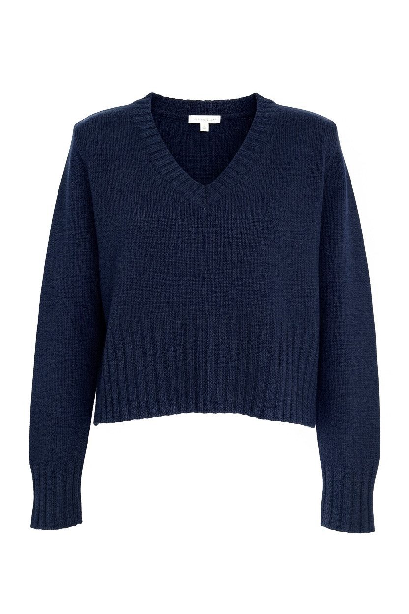 Zuckerwatte V-Ausschnitt-Pullover modisch kurz aus weichem Merino Cashmere günstig online kaufen