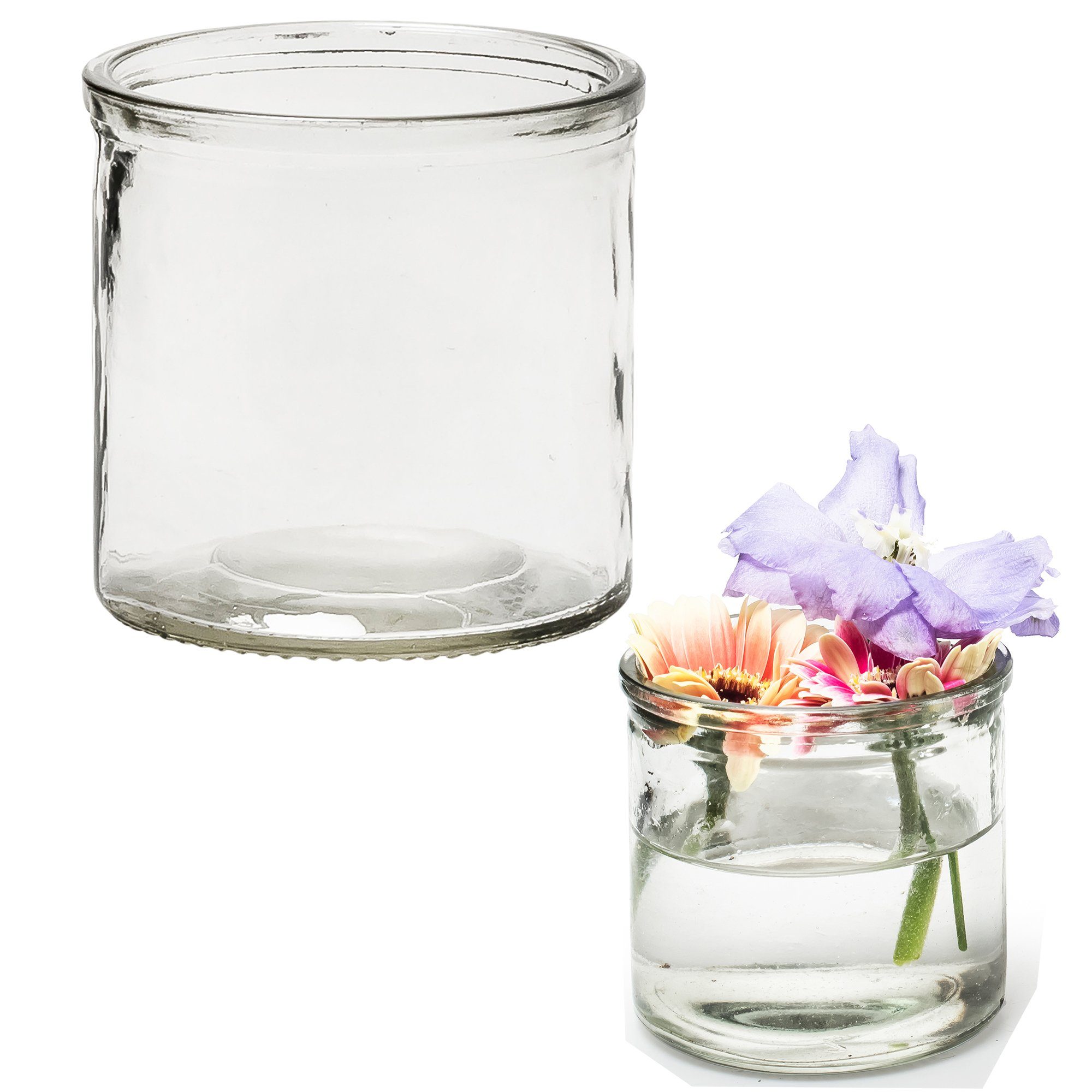 Annastore Windlicht 12 x Windlichter in klassischer Zylinderform - Zylinderglas (Teelichthalter, Kerzengläser, Glaszylinder, Pflanzglas), Runde Kerzengläser, Gläser für Kerzen Giessen Kerzenglas