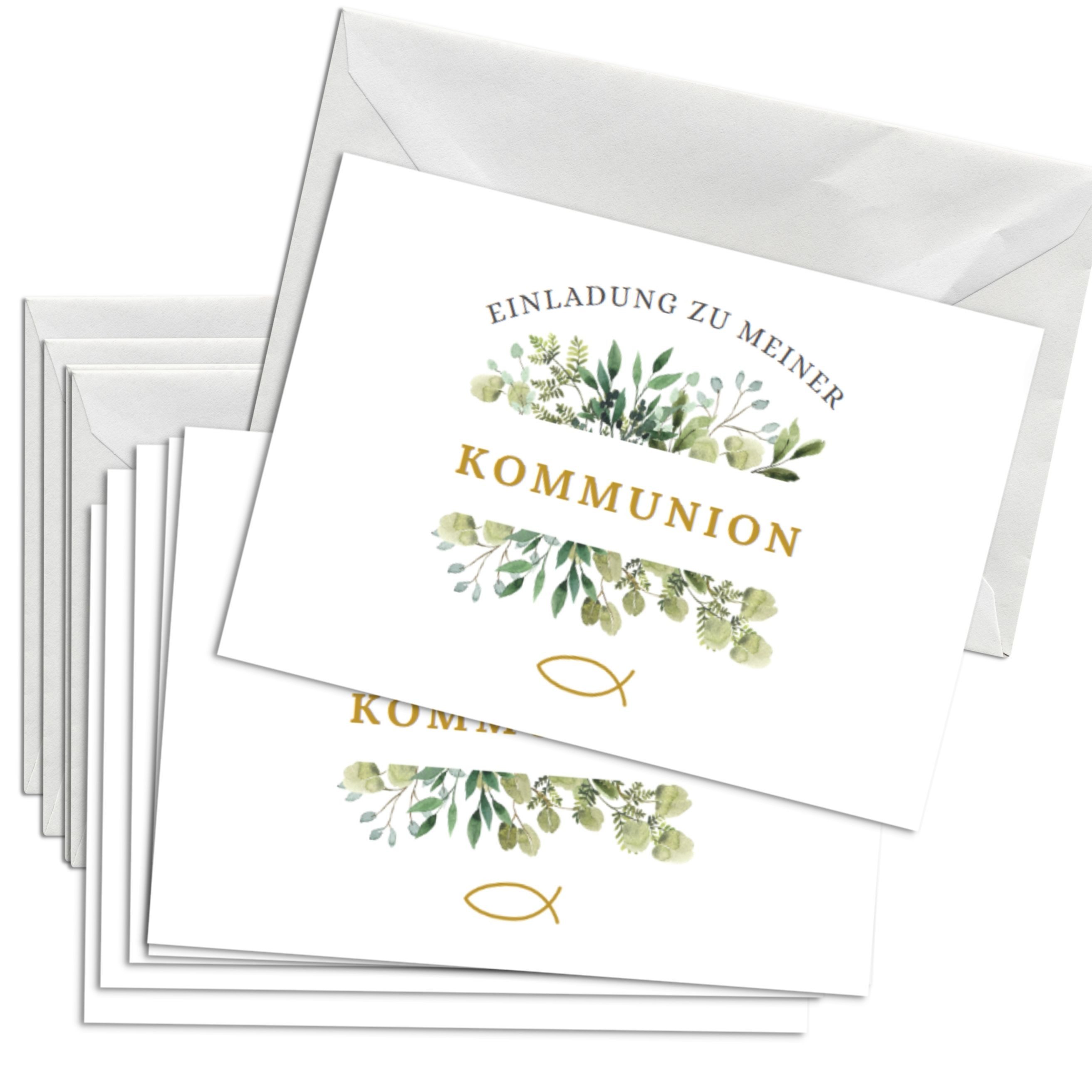 Briefzauber Пригласительные открытки 12x Пригласительные открытки Kommunion mit 12x Umschlägen & Einfüllhilfe
